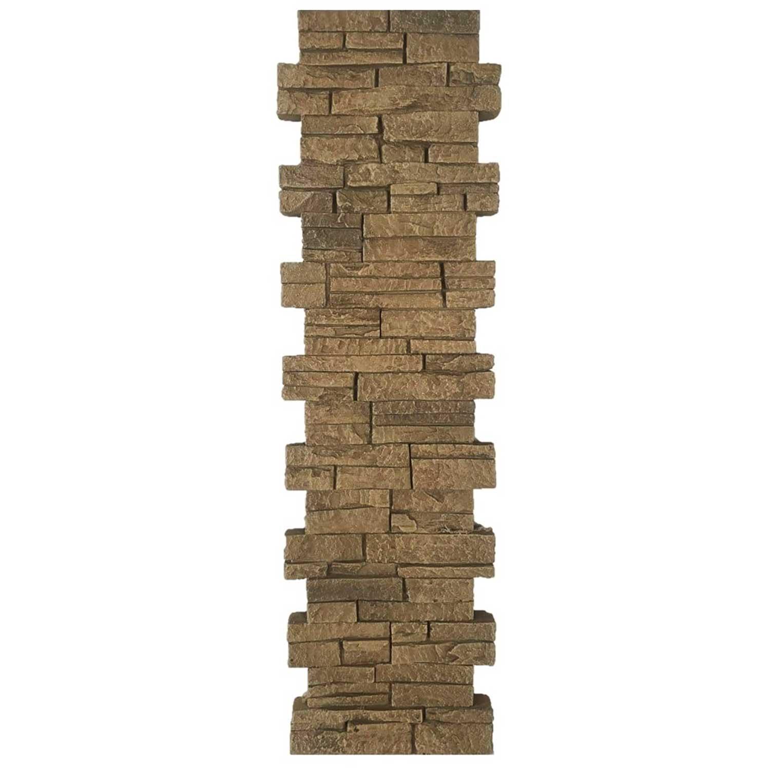 Stacked Stone Pillar Panel 11" ID x 48" - Rustic Tan