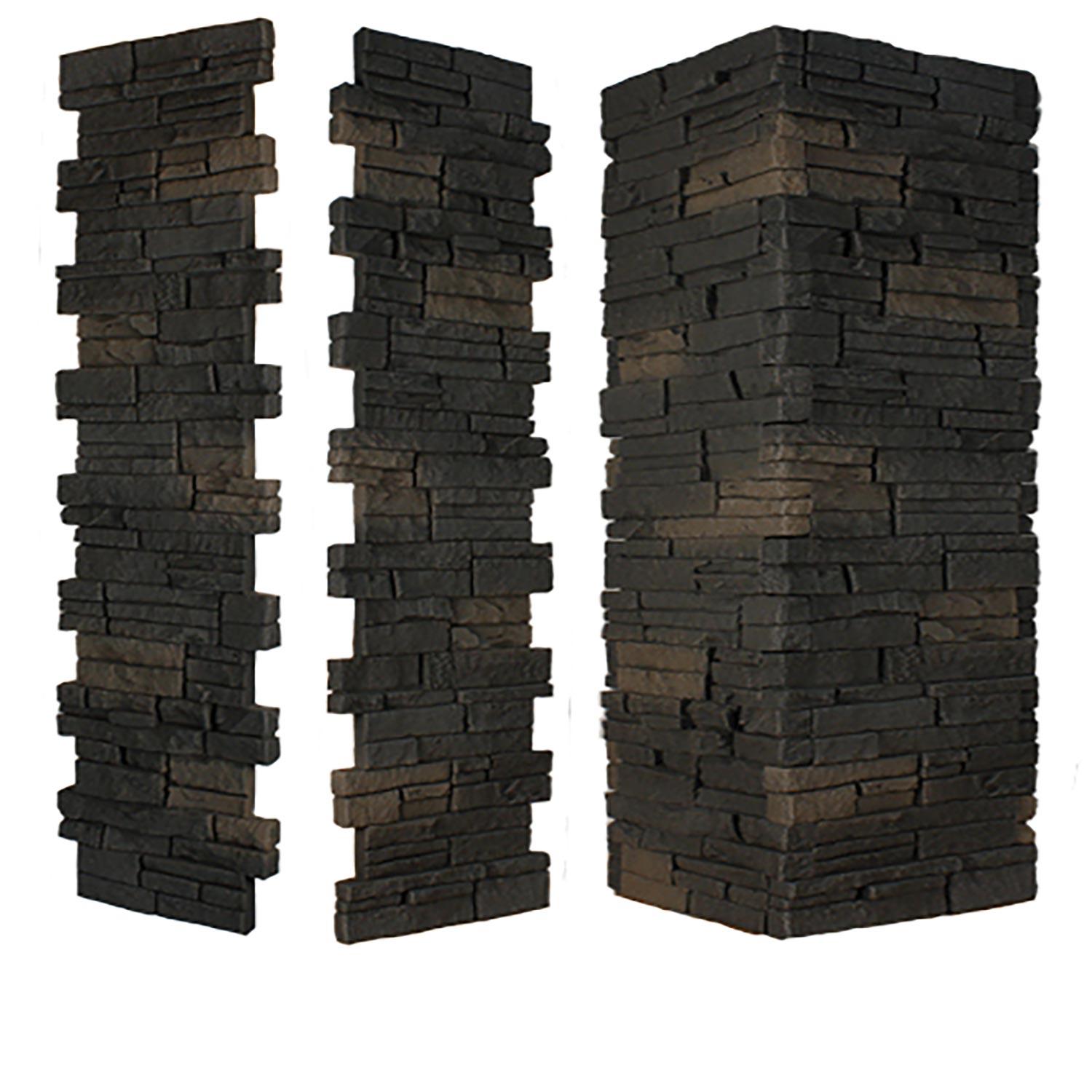Stacked Stone Pillar Panel 24" ID x 48" - Black Blend