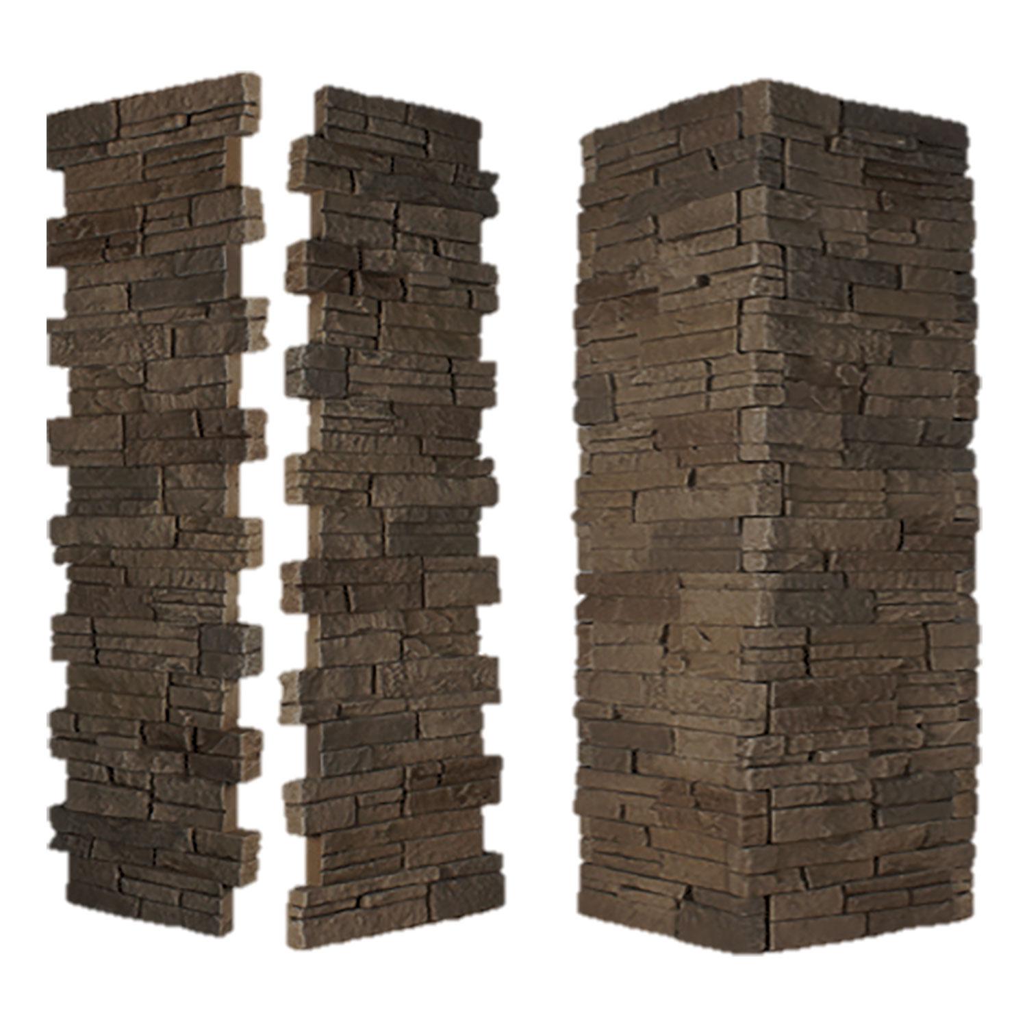 Stacked Stone Pillar Panel 24" ID x 48" - Rustic Tan