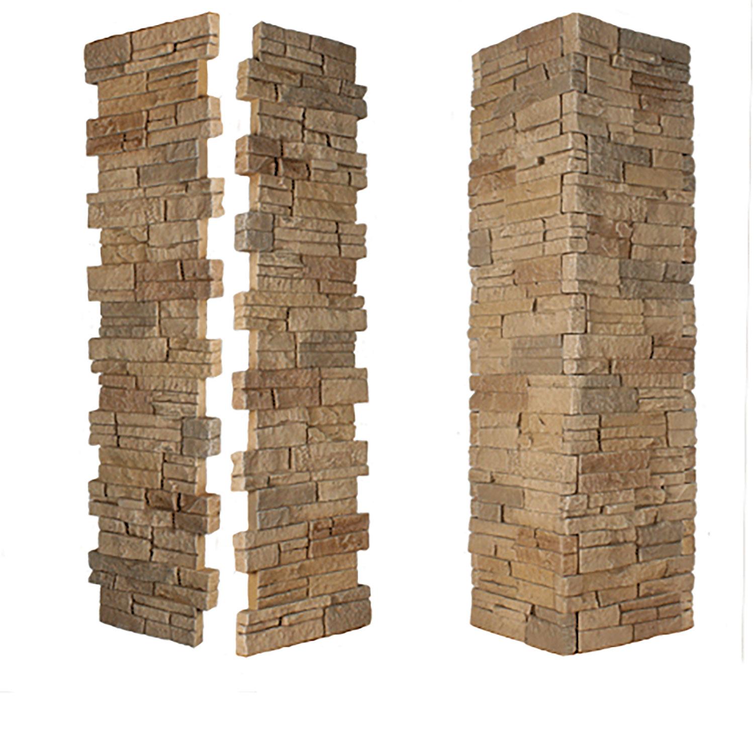 Stacked Stone Pillar Panel 8" ID x 48" - Light Brown Blend