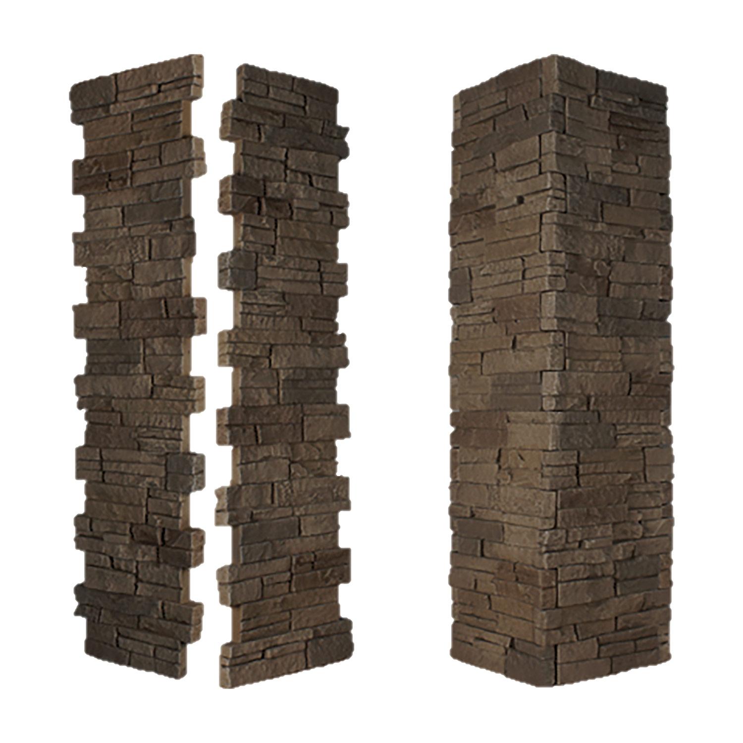 Stacked Stone Pillar Panel 8" ID x 48" - Rustic Tan