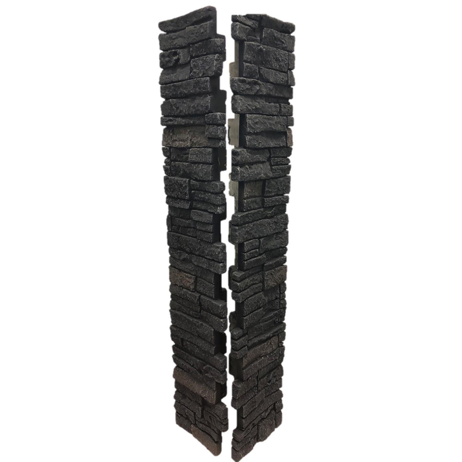 Stacked Stone Post Cover Set 6" ID x 44" - Black Blend