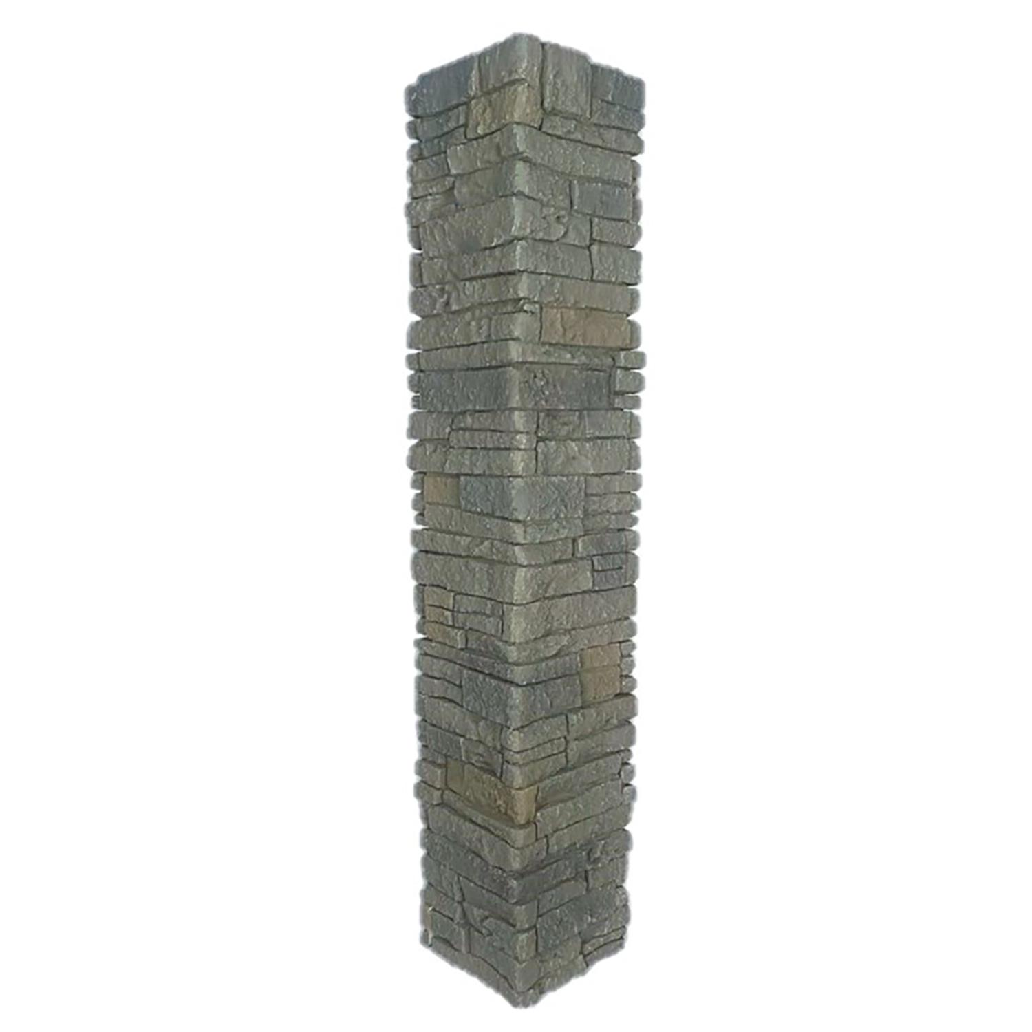 Stacked Stone Post Cover Set 6" ID x 44" - Grey Brown Blend