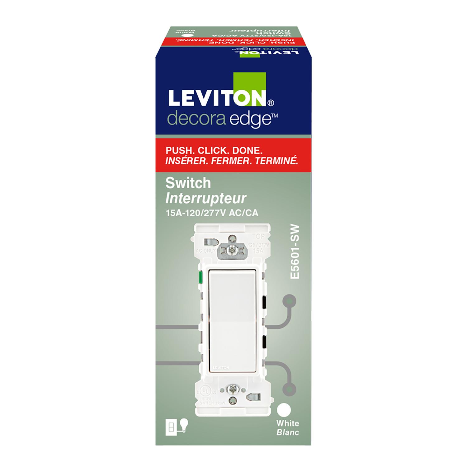 Decora Edge White Single Pole Switch 15 Amp