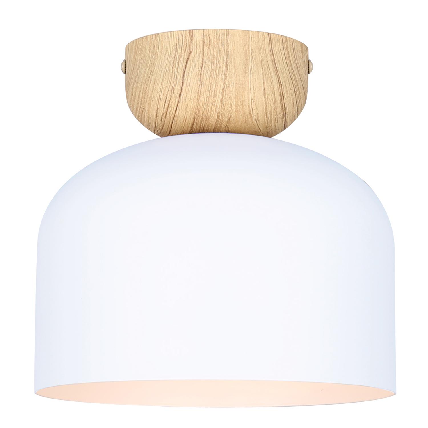 CALEB Matte White + Faux Wood Ceiling Light