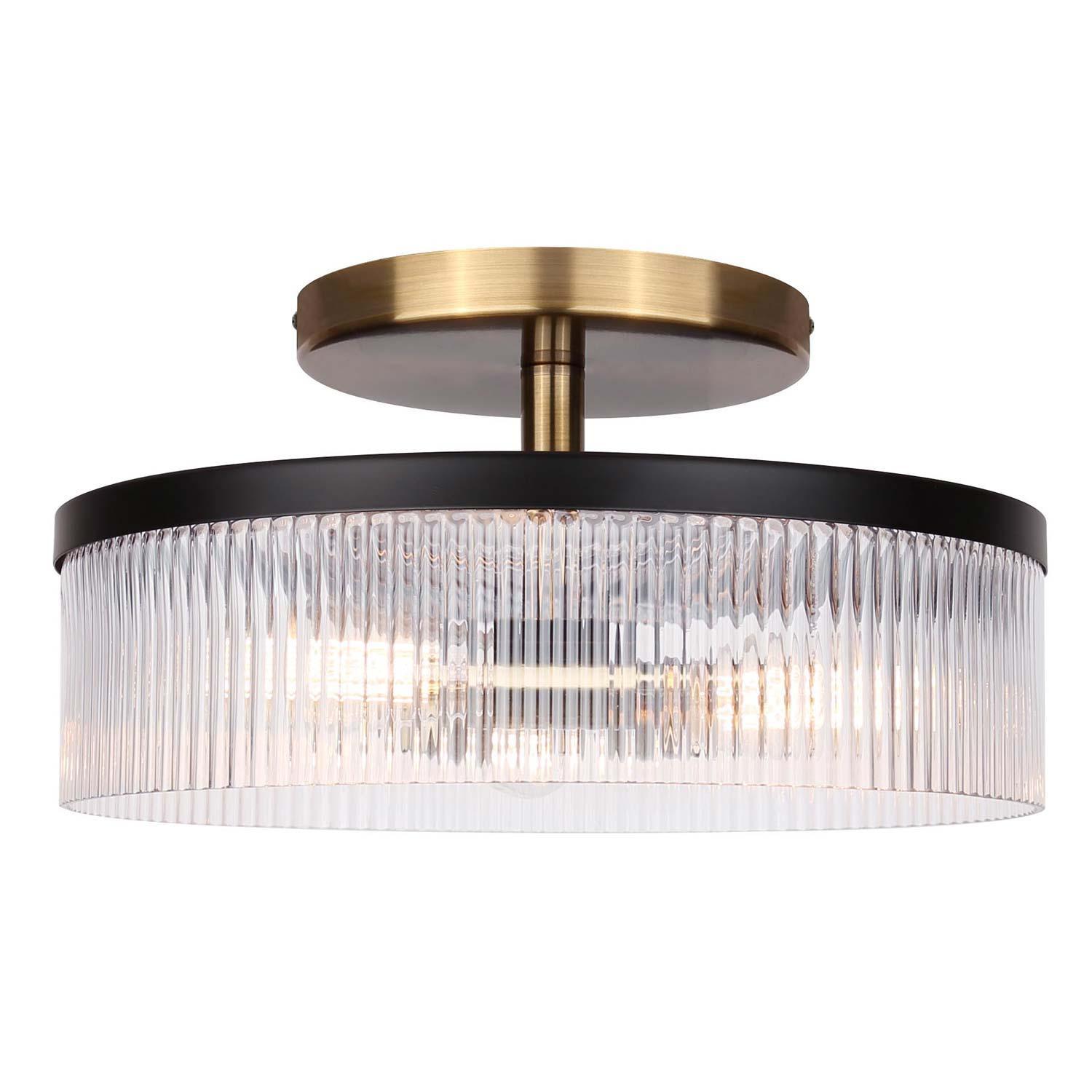 JENNER Matte Black + Gold Semi Flush Mount Light