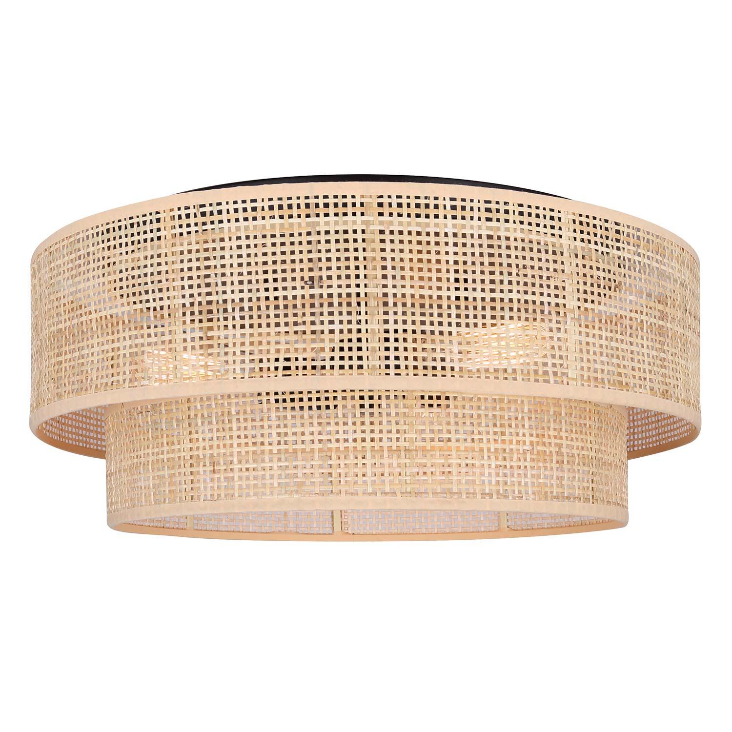 BELLAMY Natural Rattan/Matte Black Flush Mount Light