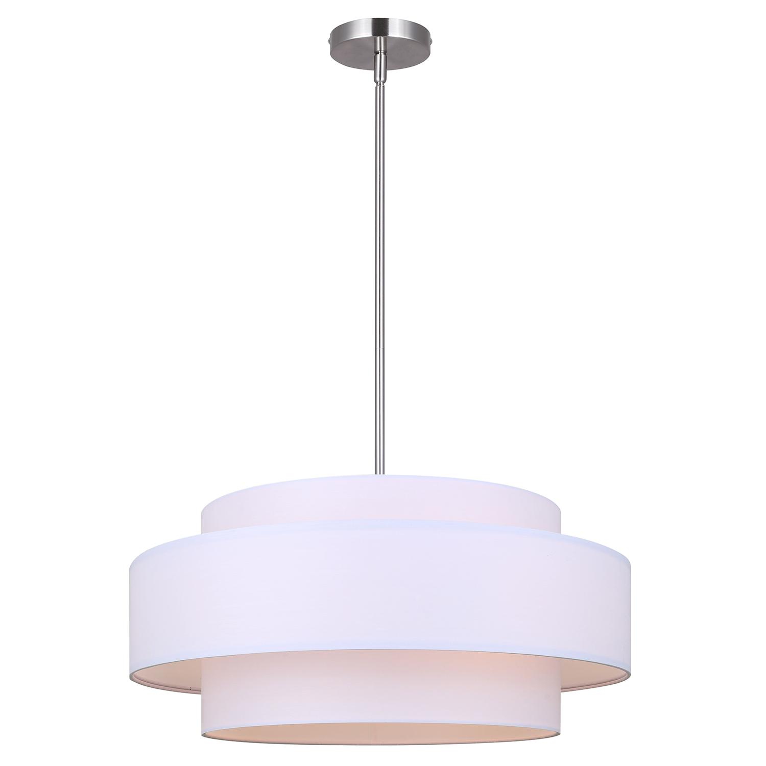 Lustre LANDRA - Tissu blanc/Nickel brossé