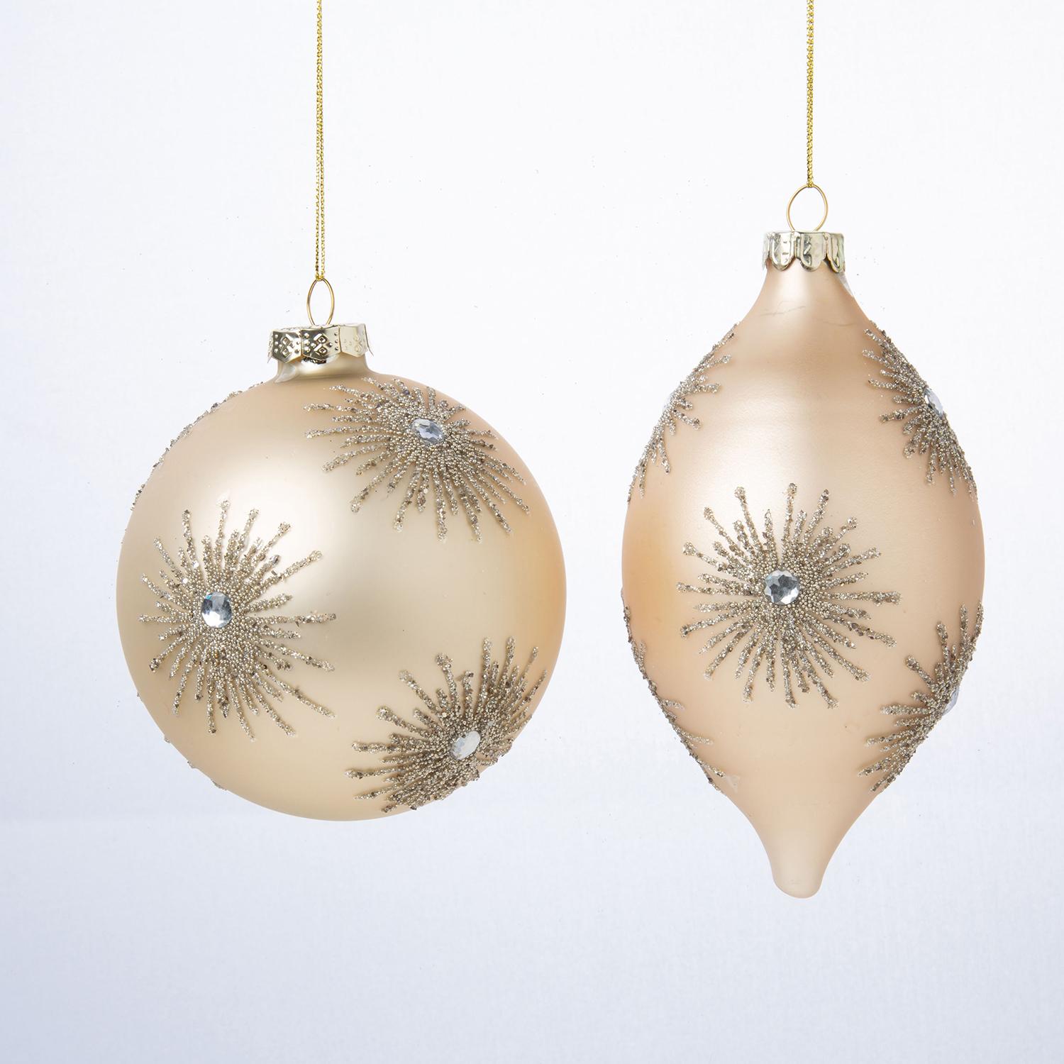 Champagne with Gem Burst Ornament Assorted