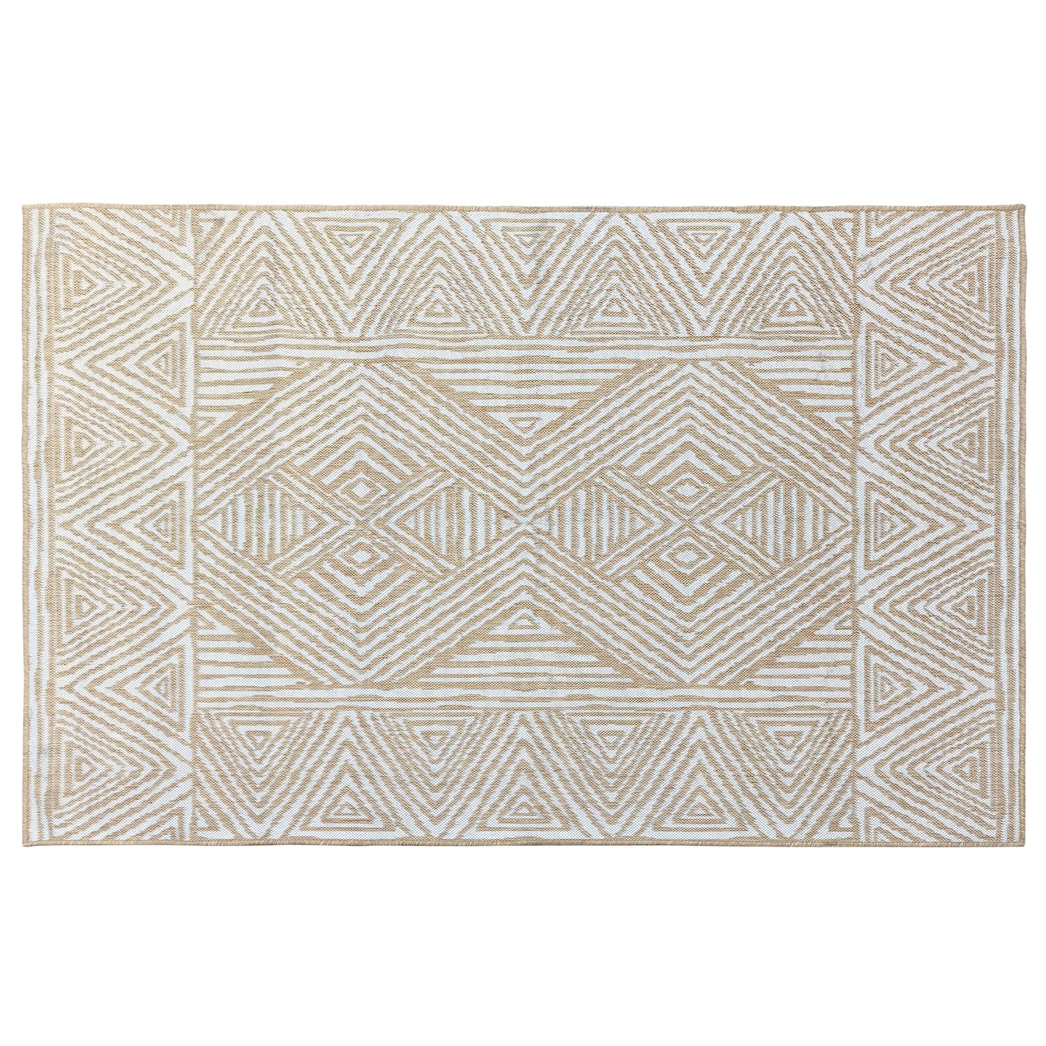 5’x7’ Beige Geo Indoor Outdoor Rug