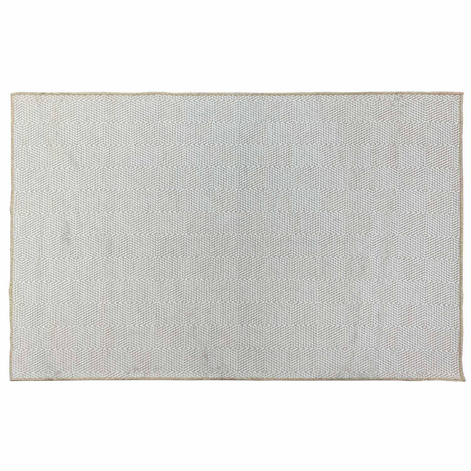 5’x7’ Beige Line Pattern Indoor Outdoor Rug