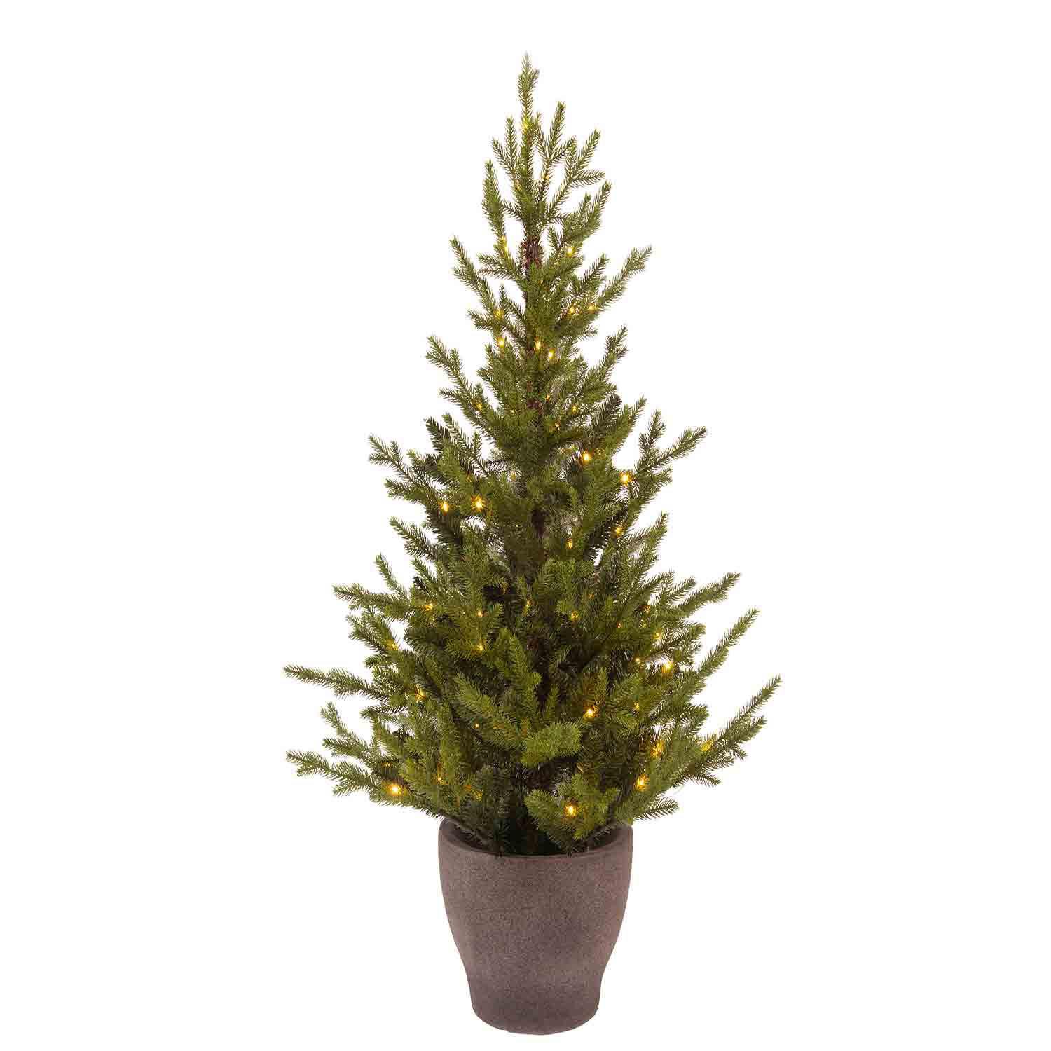 Norway Potted Tree with Multifunction Warm White LEDs 3'
