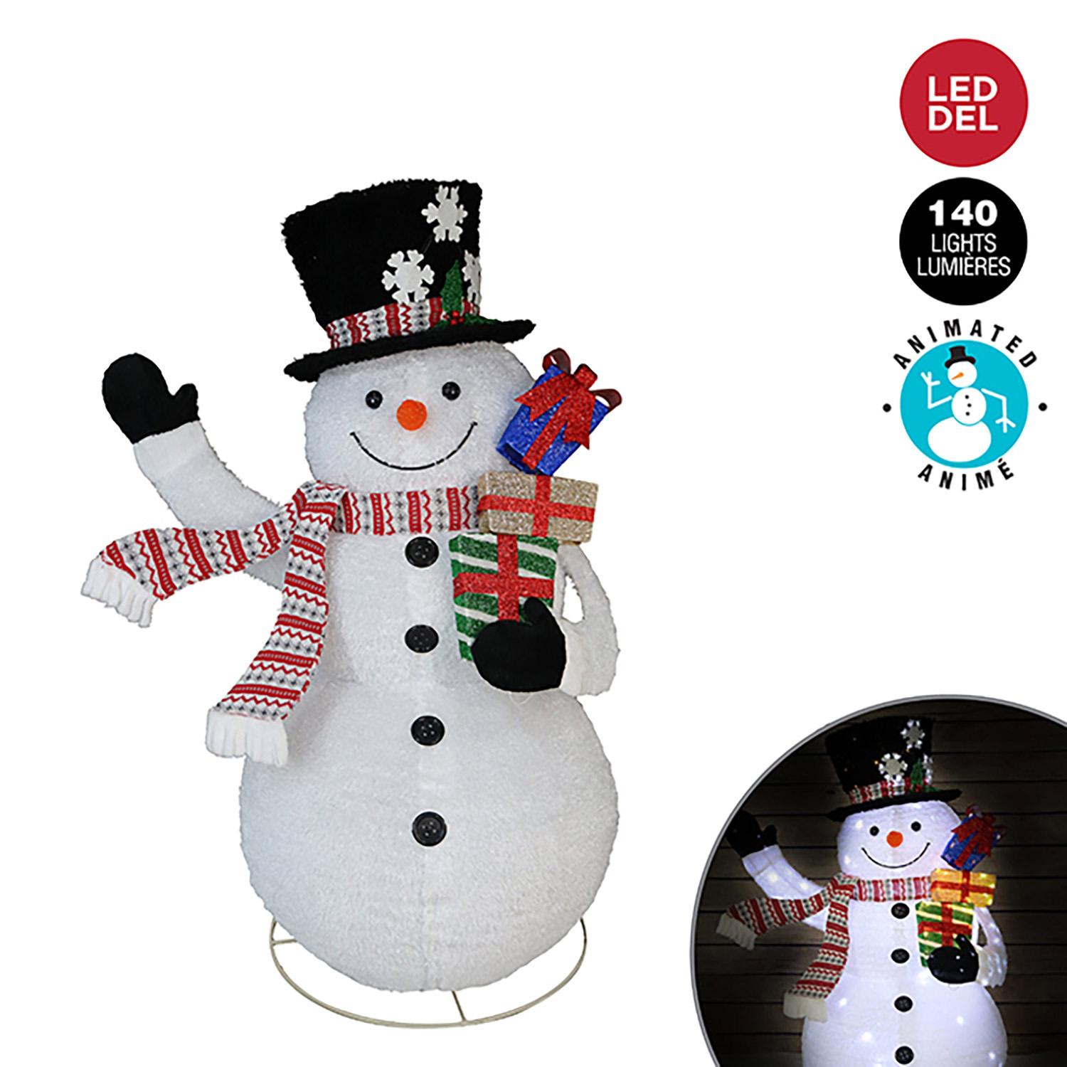 Bonhomme de Neige LED 60" avec Haut-de-forme et Cadeaux