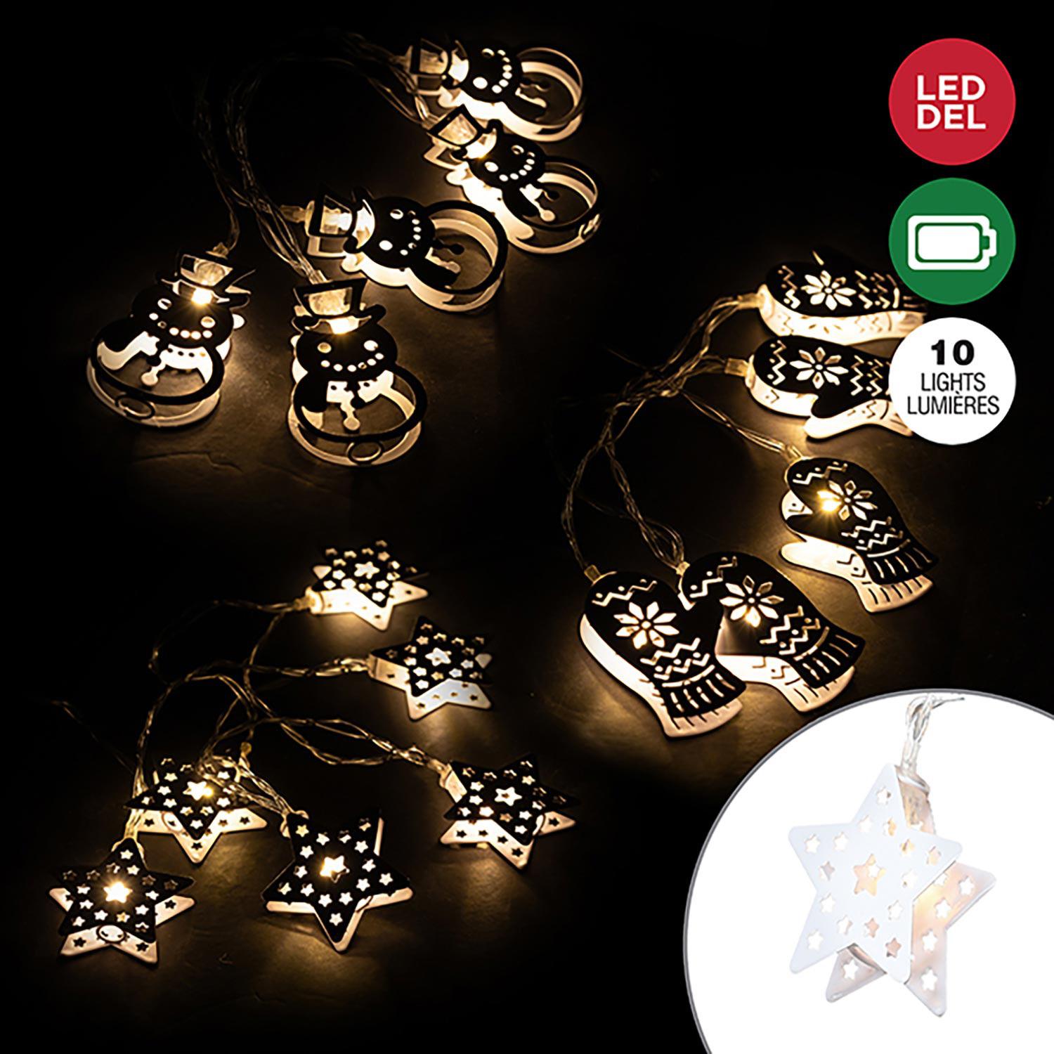 Decorated White Metal Shapes Battery Operated LED Light Set