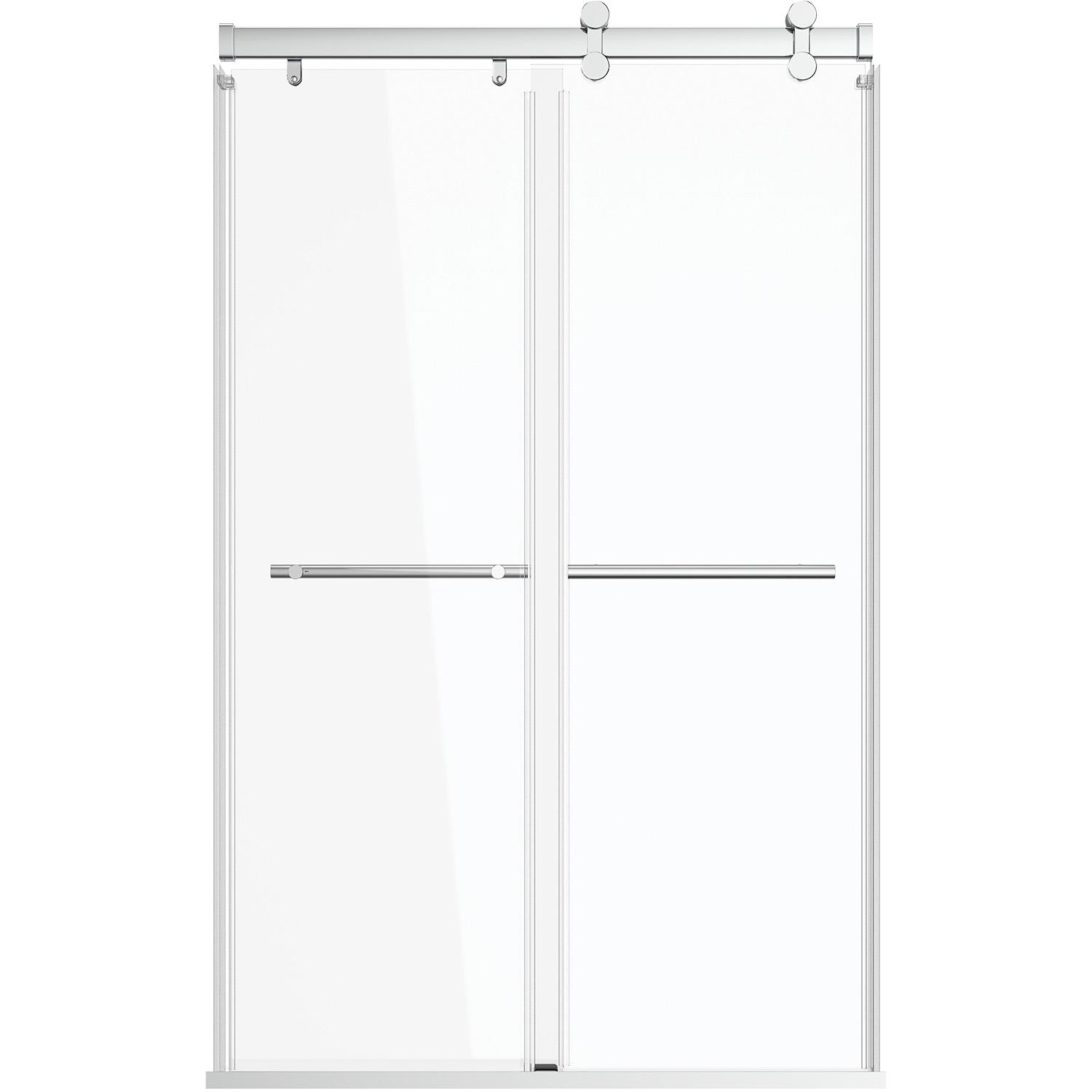 Exploria 41" 44" W x 74.50" H Frameless Shower Door Chrome