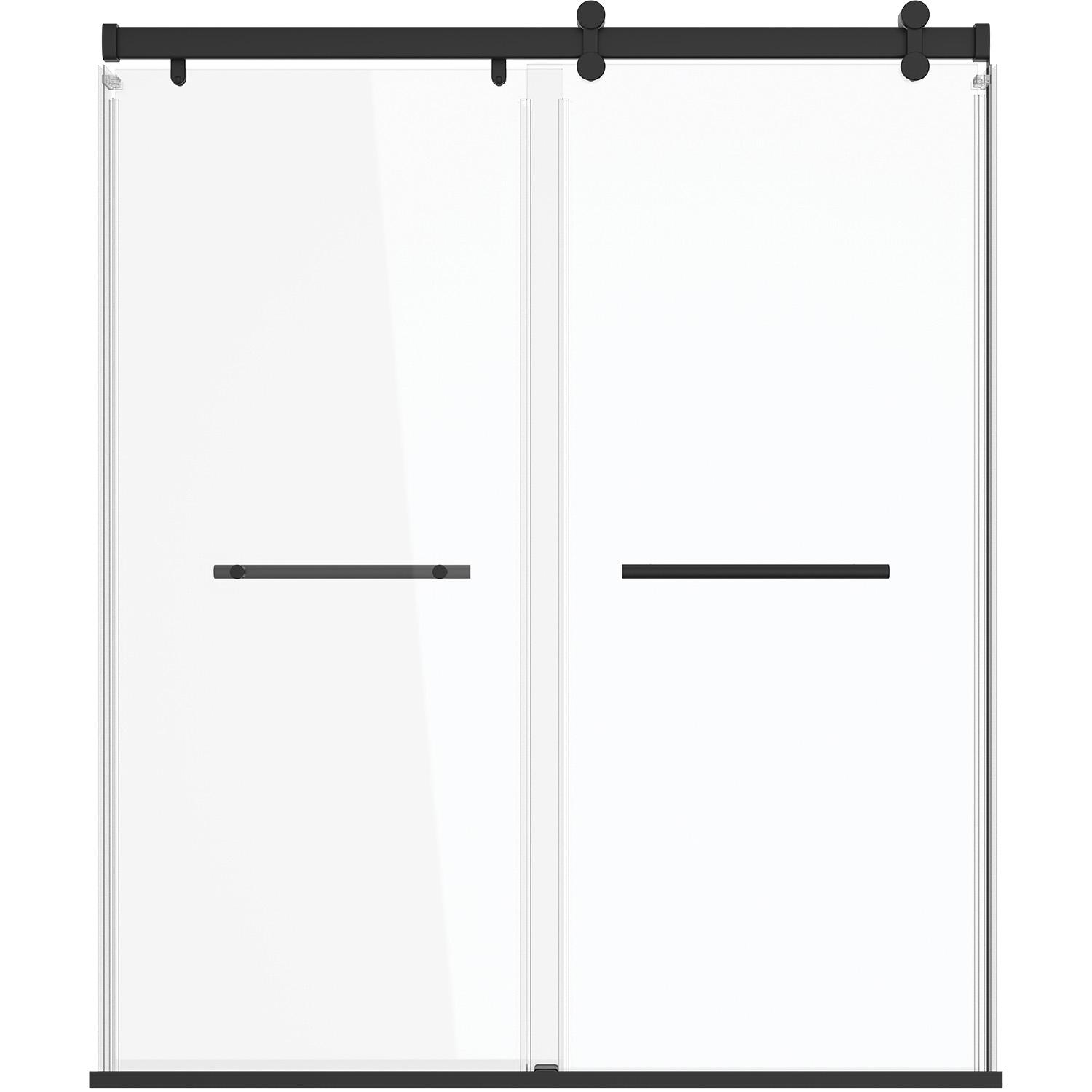Exploria 52" 56" W x 74.50" H Bypass Shower Door Matte Black