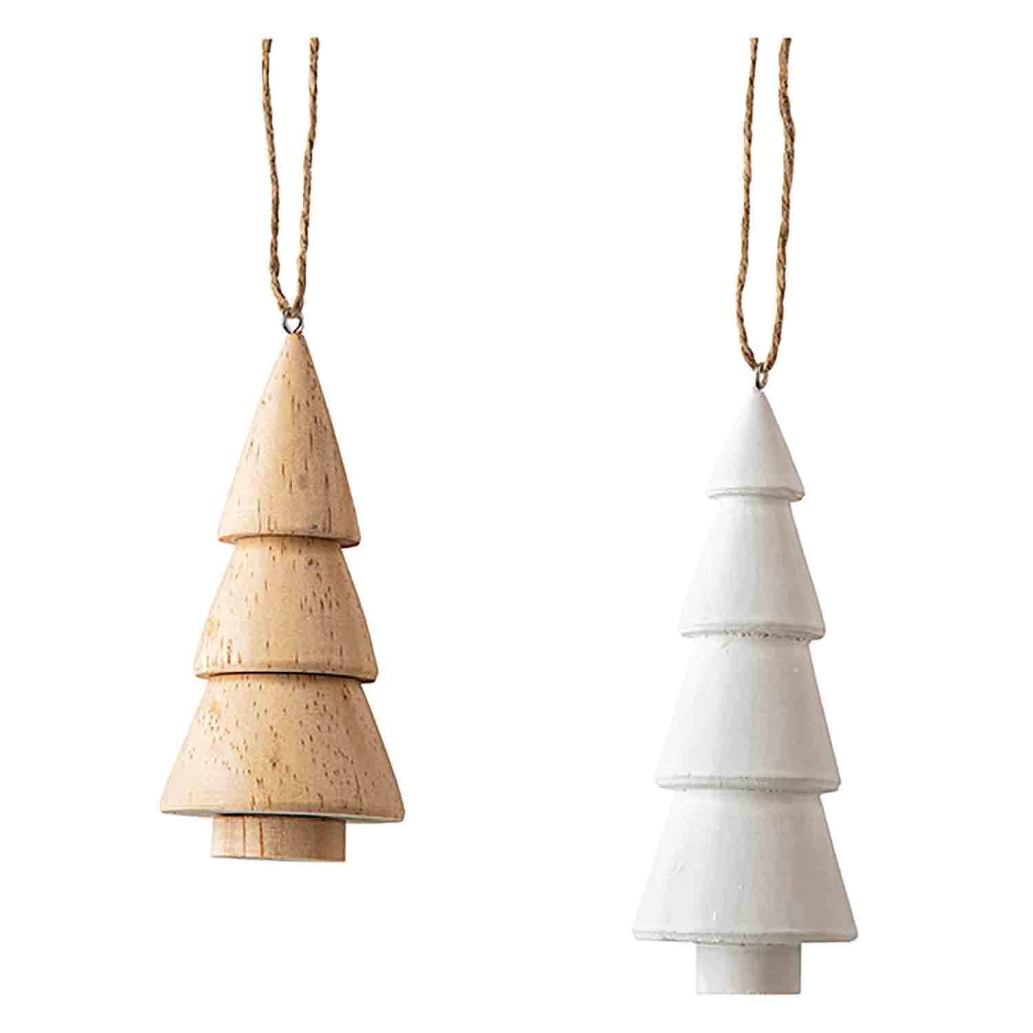 Ornement arbre en bois - 2 assortis