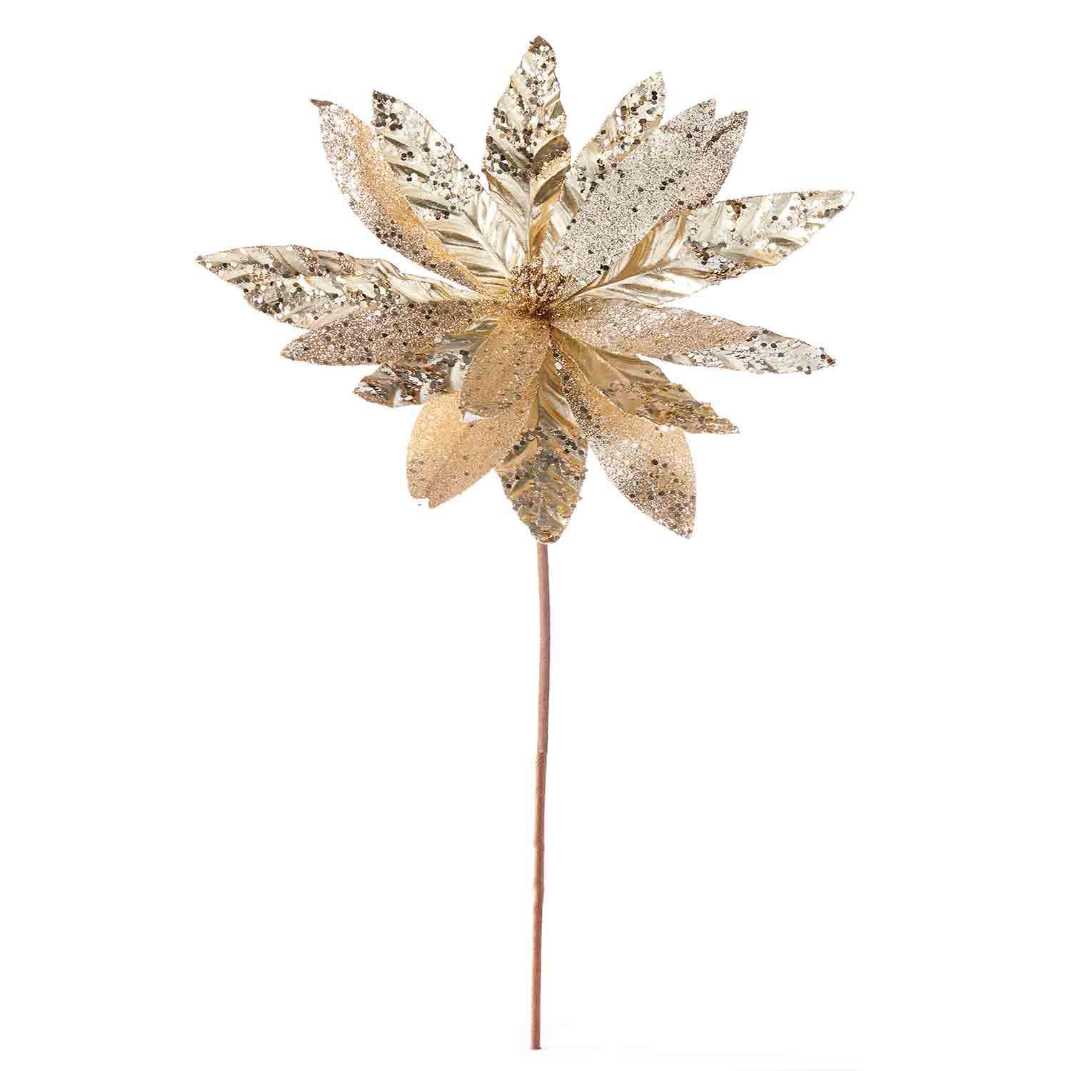 Gold Poinsettia Pick