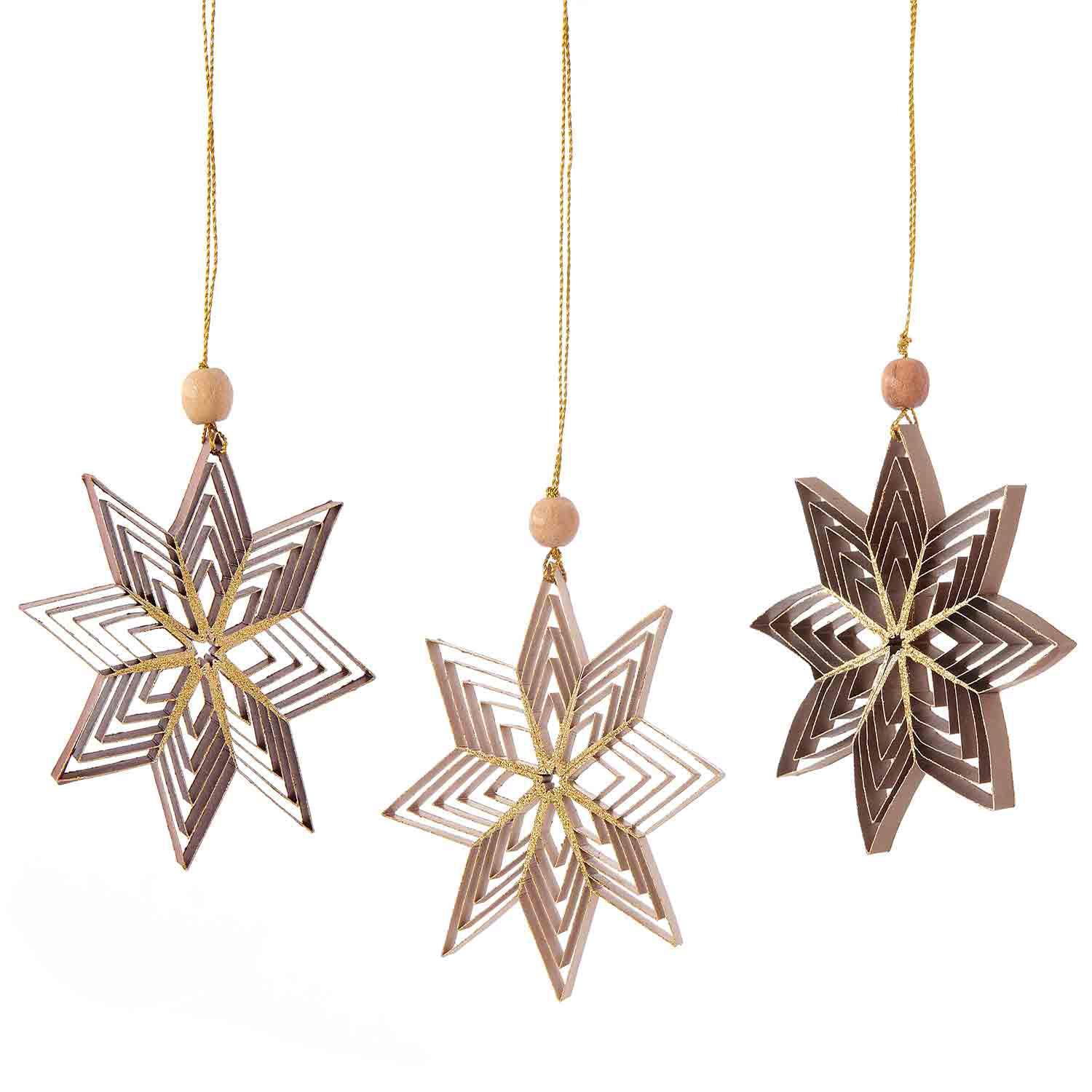 Metallic Paper Snowflake Ornament - 3 Assorted