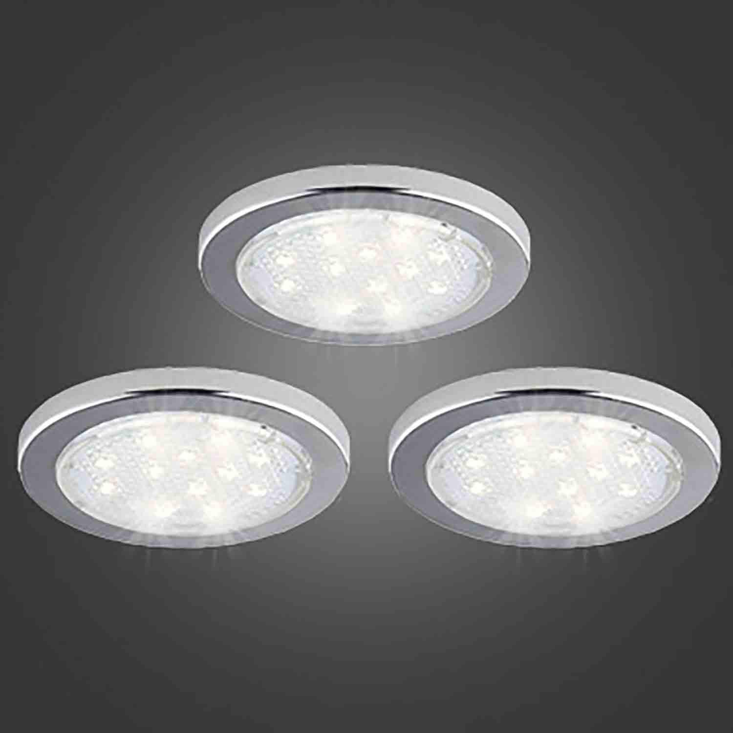 LED Silver Undercabinet Puck Light-3/Pack