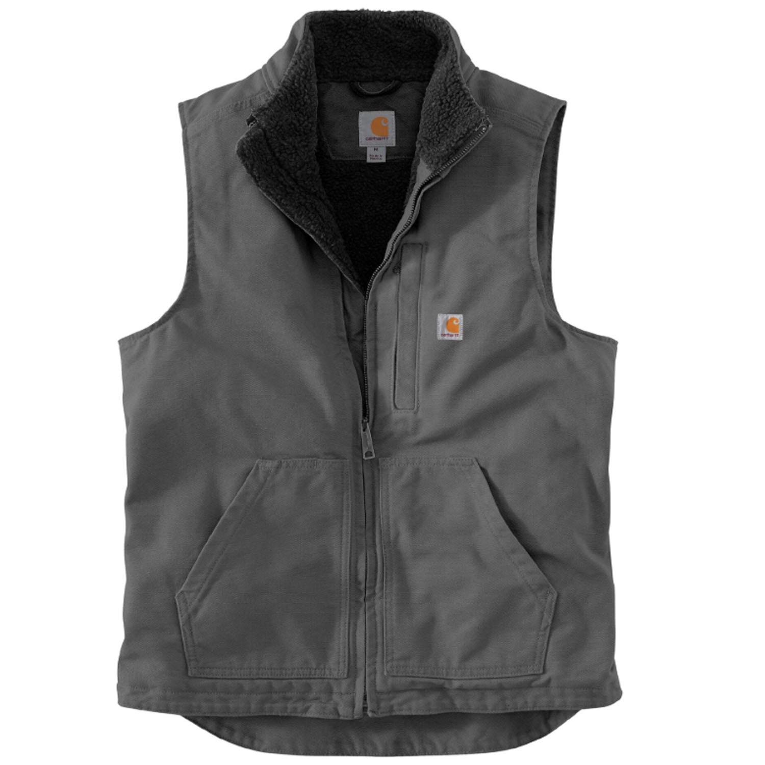 Loose Fit Sherpa-Lined Mock-Neck Vest Gravel