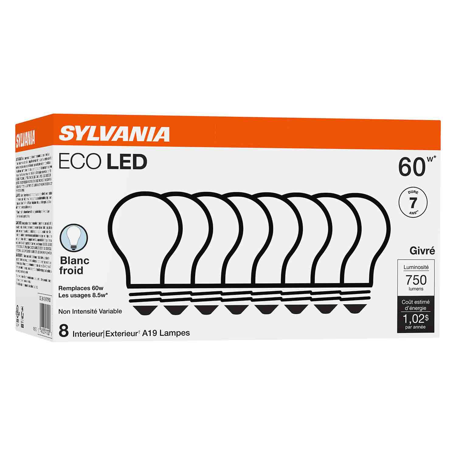 Ampoules LED A19 Eco 8/pack