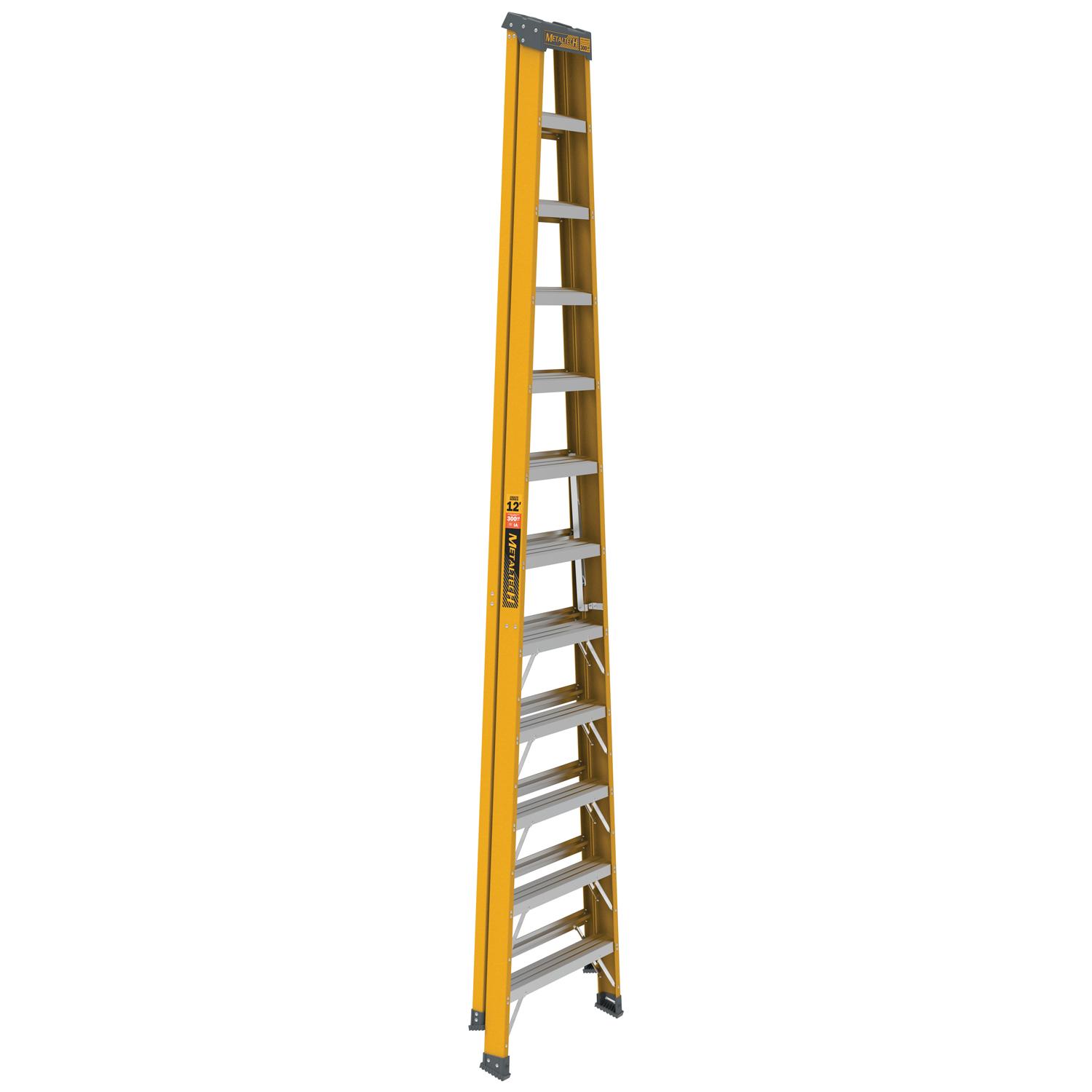Metaltech 12' Fiberglass Step Ladder 300lb Capacity -Type 1A