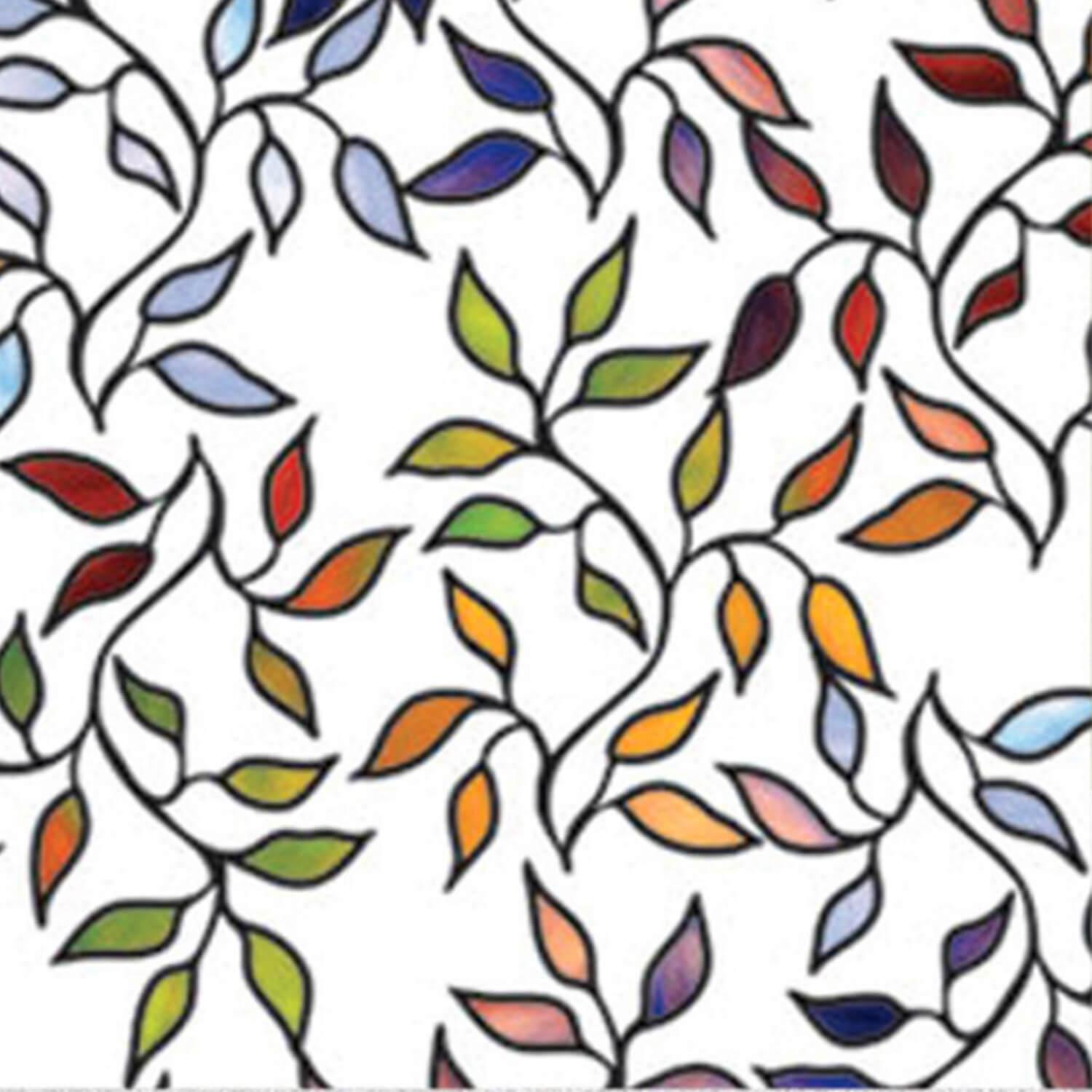Decorative Privacy Film stained glass leaves 24"x74"
