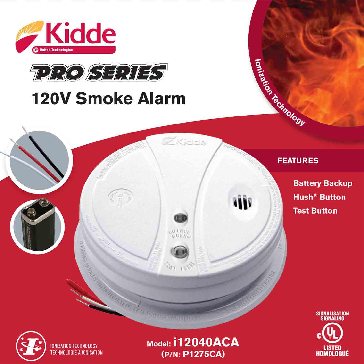 Pro Series Ionization Smoke Alarm with Battery Backup