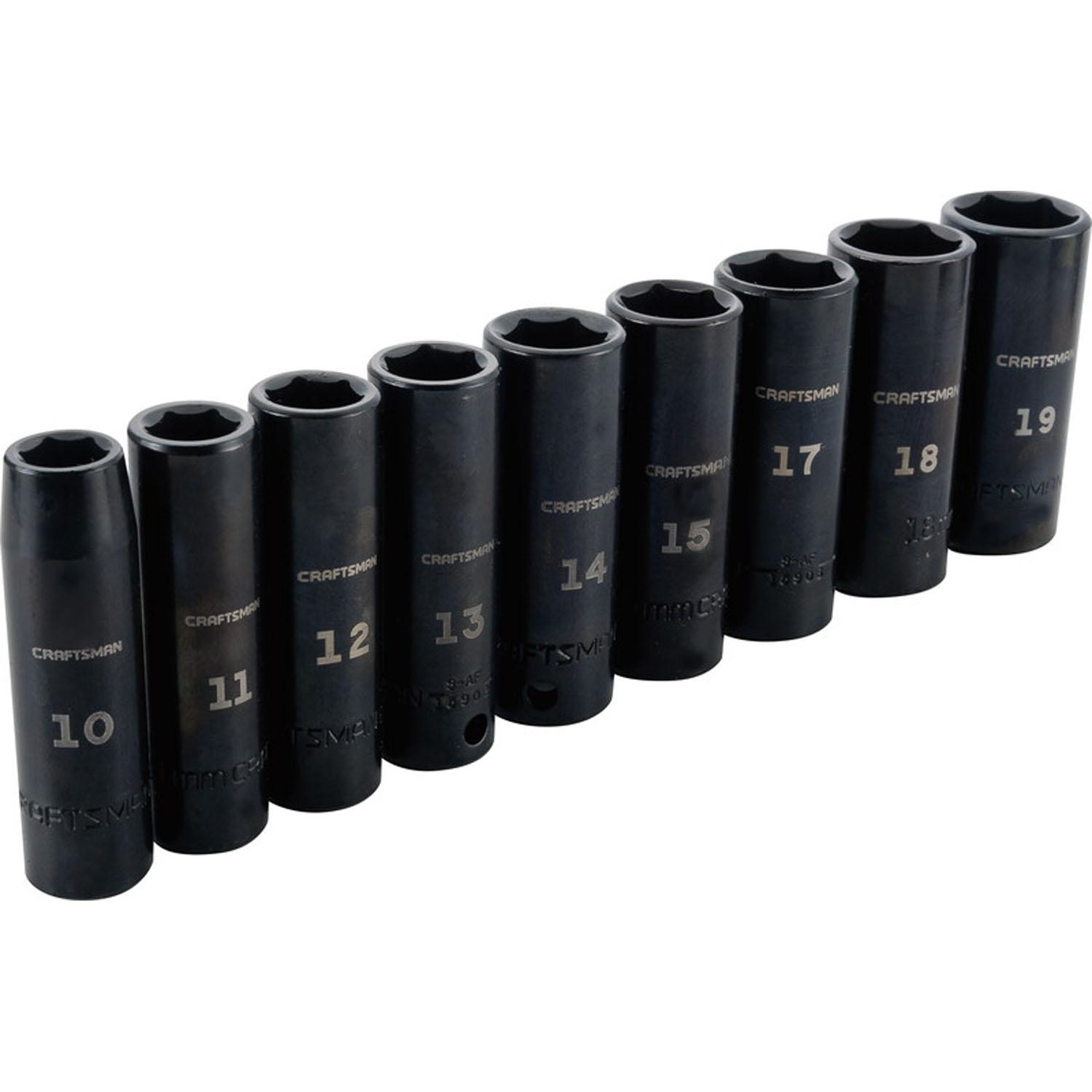 3/8" 9 Piece Metric Deep Impact Socket Set