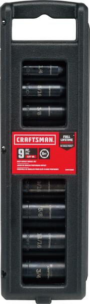 3/8" 9 Piece Sae Deep Impact Socket Set