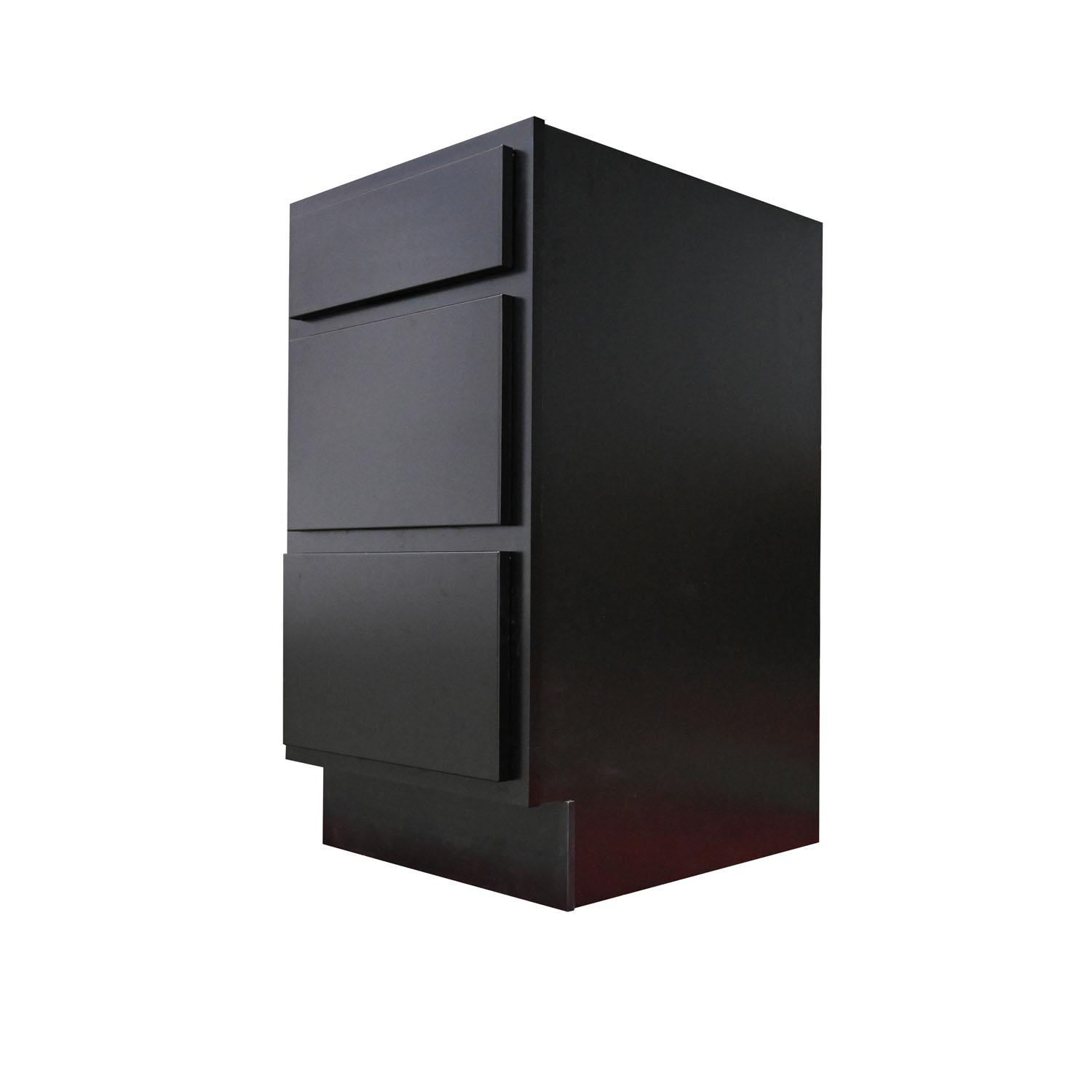 18" 3 Drawer Bank Black