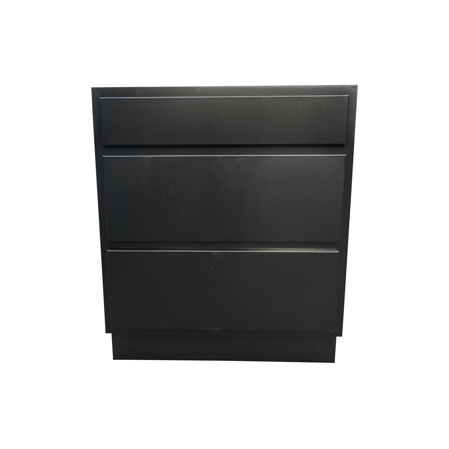 30" 3 Drawer Bank Black