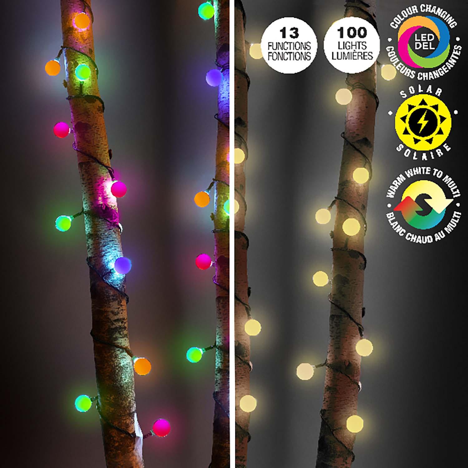100 Solar Light String with Mini Frosted White Balls