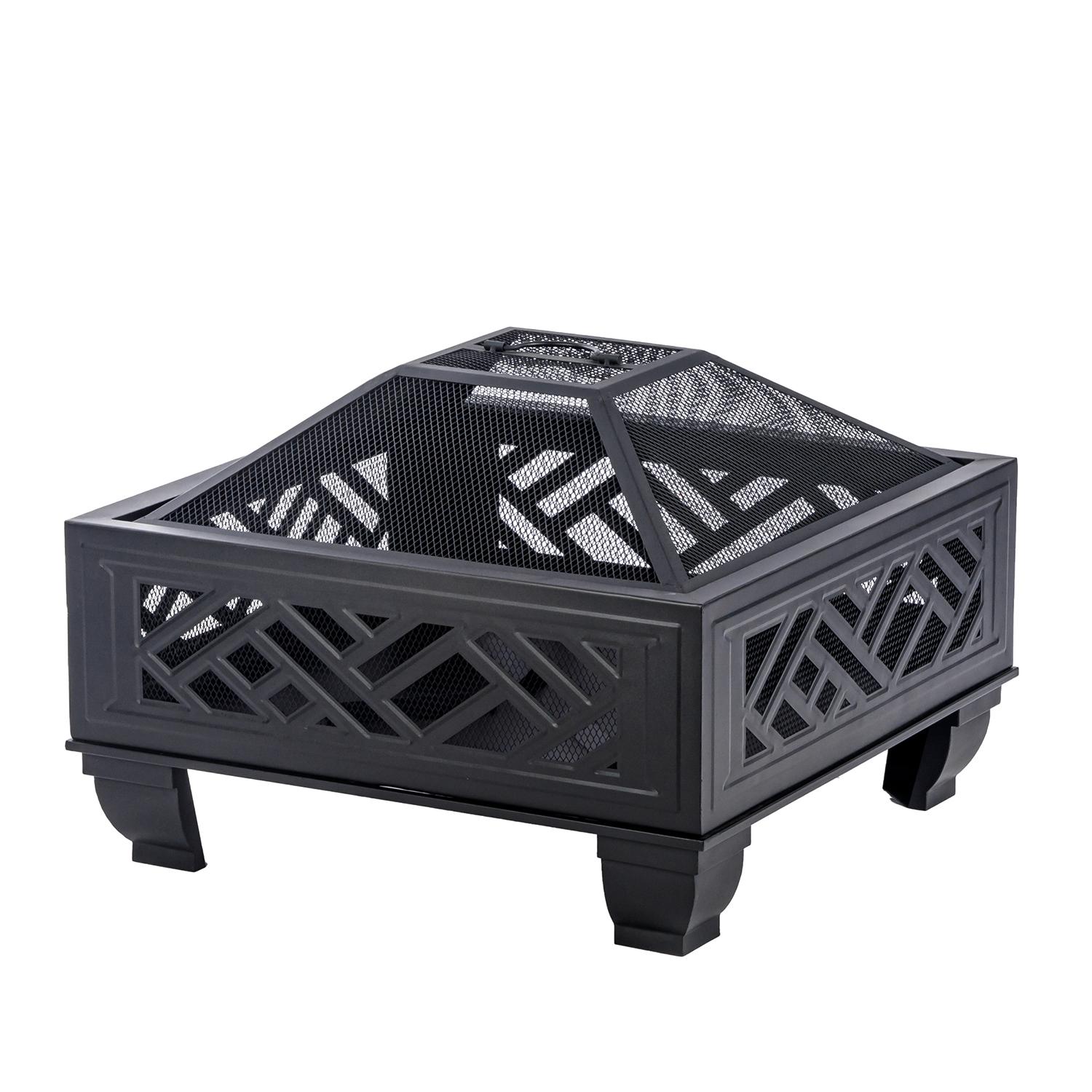Square Wood Fire Pit 26"