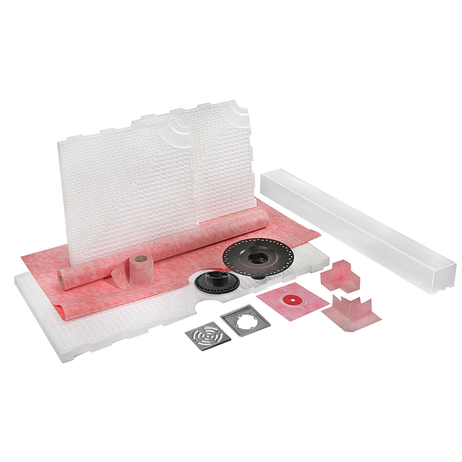 Shower Kit 48x48" Stainless Steel Center Drain + Curb