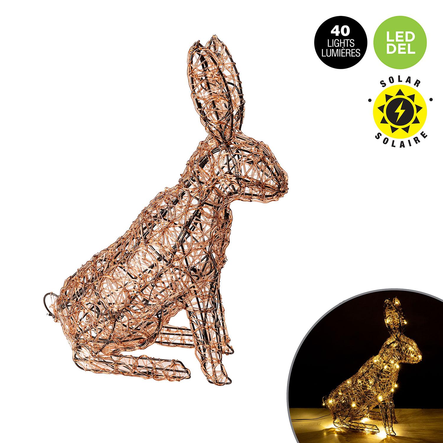 Rabbit Sculpture with Solar Lights