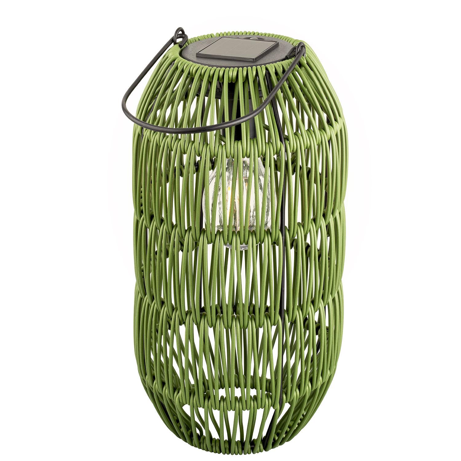 Lantern Poly Rattan with Solar Bulb 9.5"