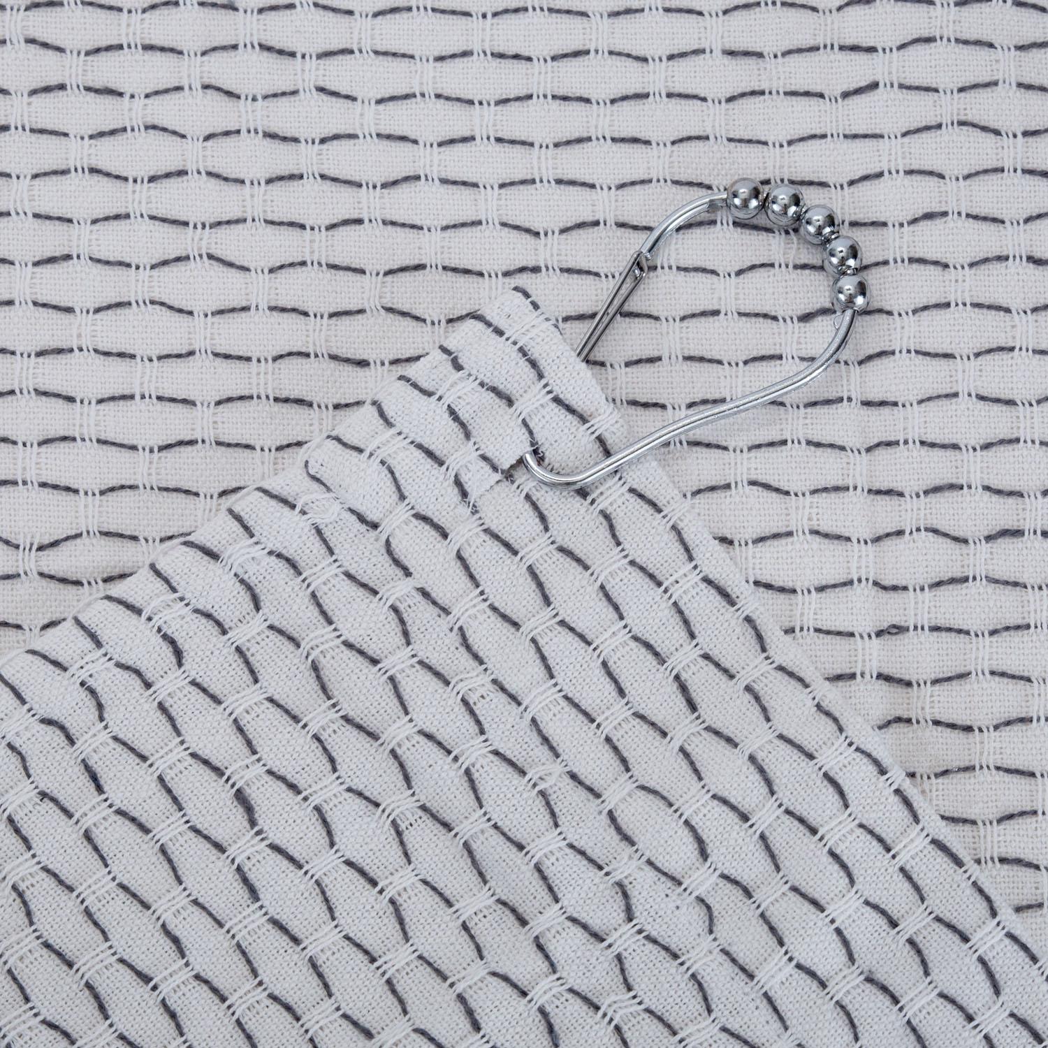 71"x71" Honeycomb White Gray Cotton Fabric Shower Curtain