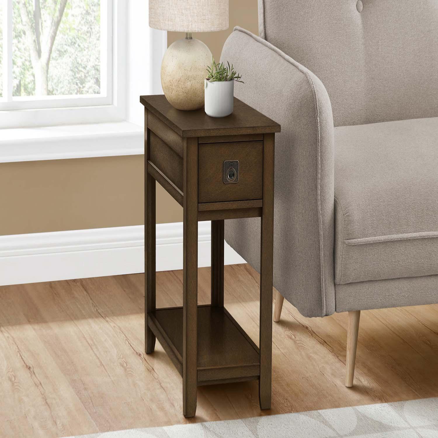 24" Brown Walnut Veneer End Table
