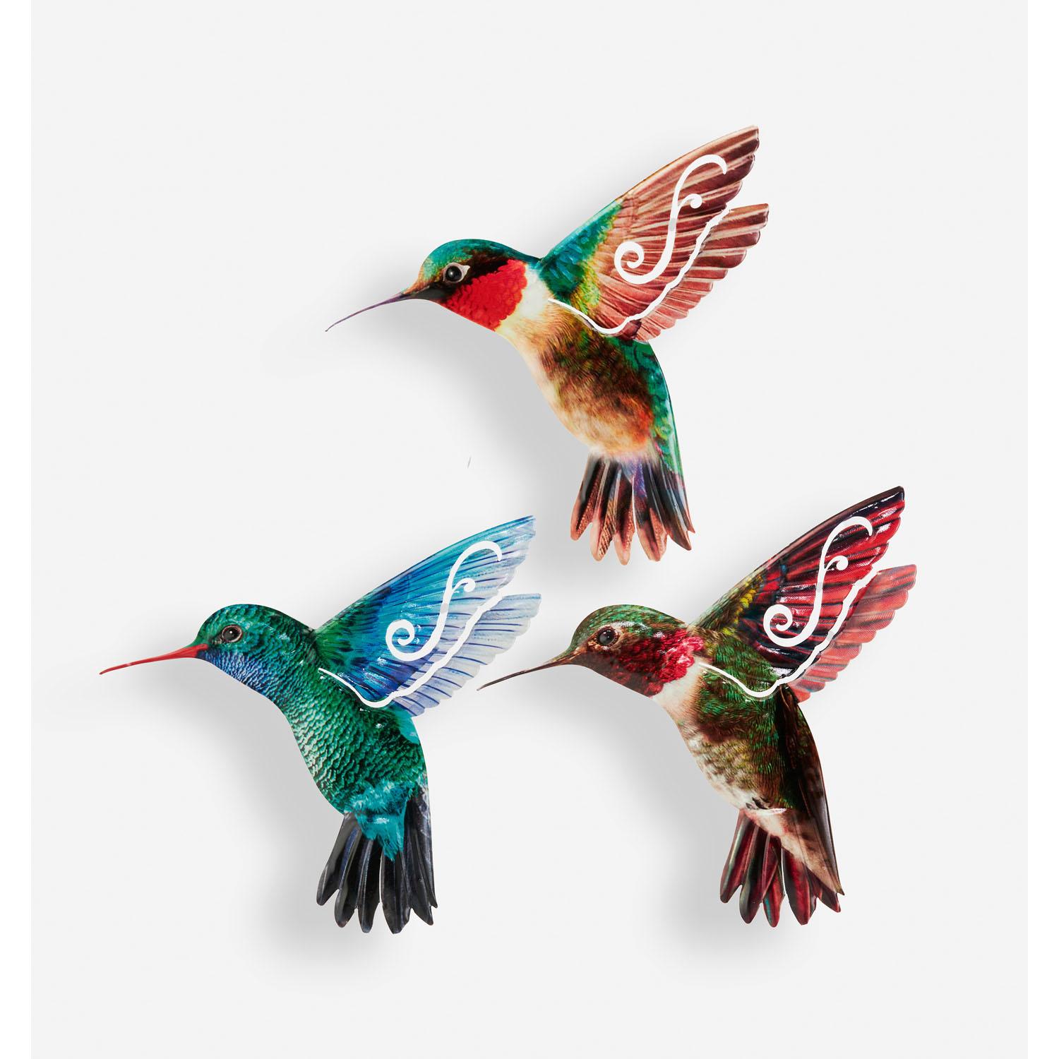 Metal Hummingbird Wall Decor - 3 Assorted