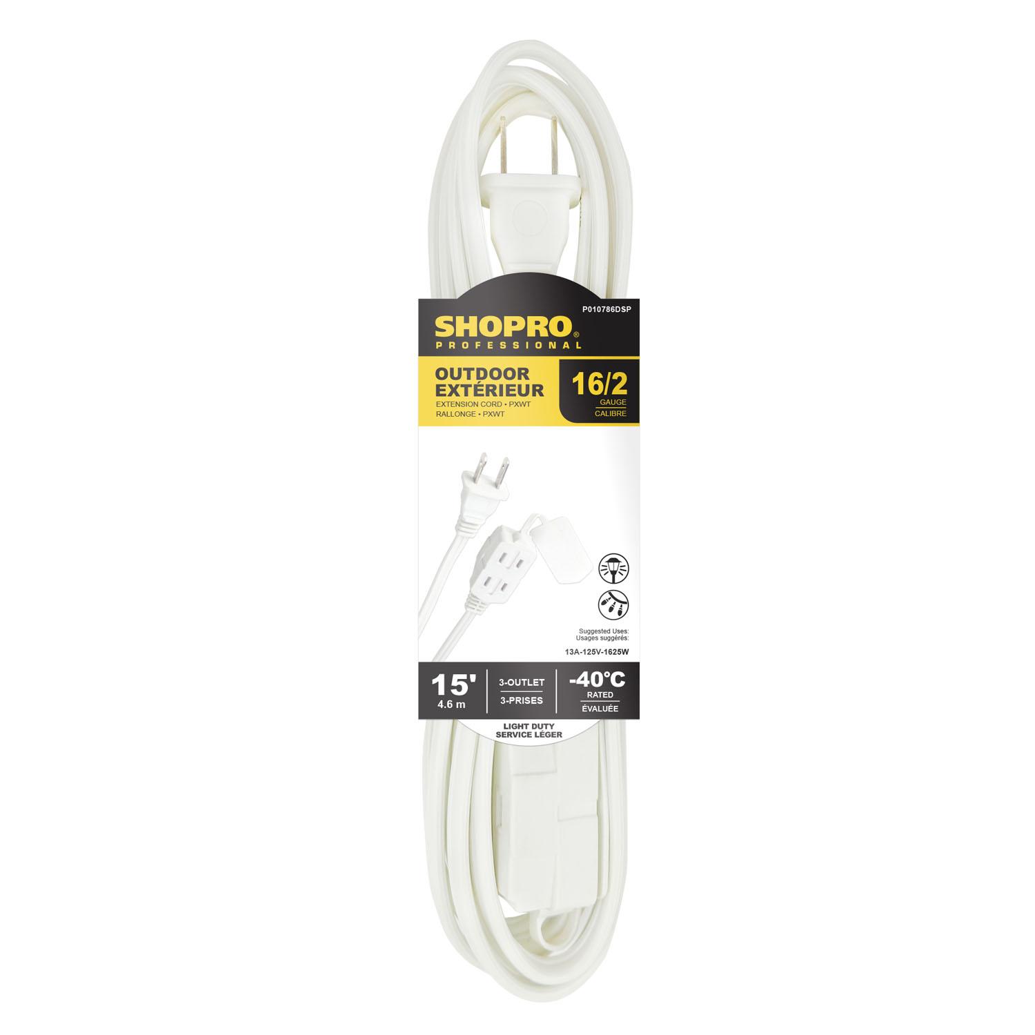 Rallonge extérieure 16/2 PXWT 3 prises 15' blanche