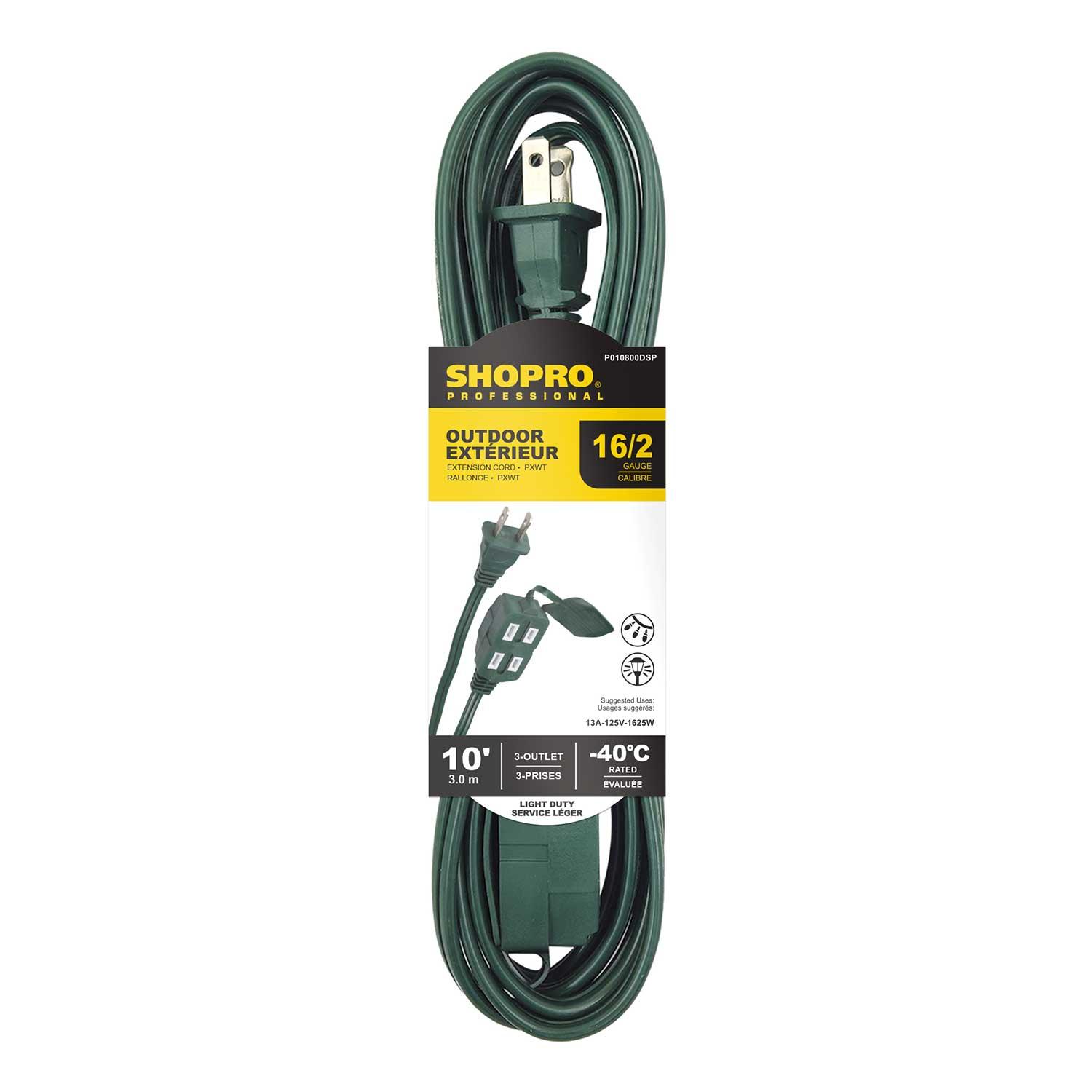 Rallonge extérieure 16/2 PXWT 3 prises 10' verte