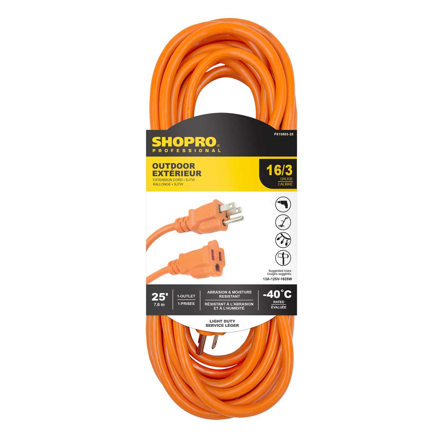 Rallonge extérieure 16/3 SJTW 25' orange