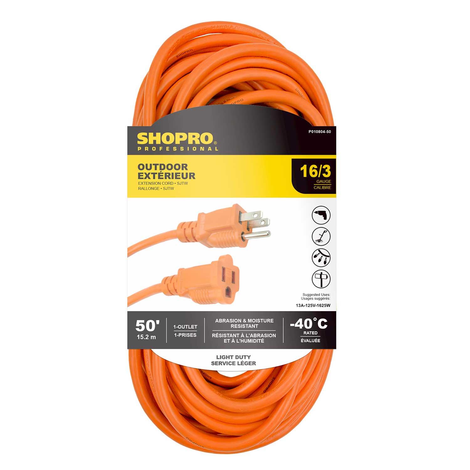 16/3 SJTW 50' Outdoor Extension Cord Orange