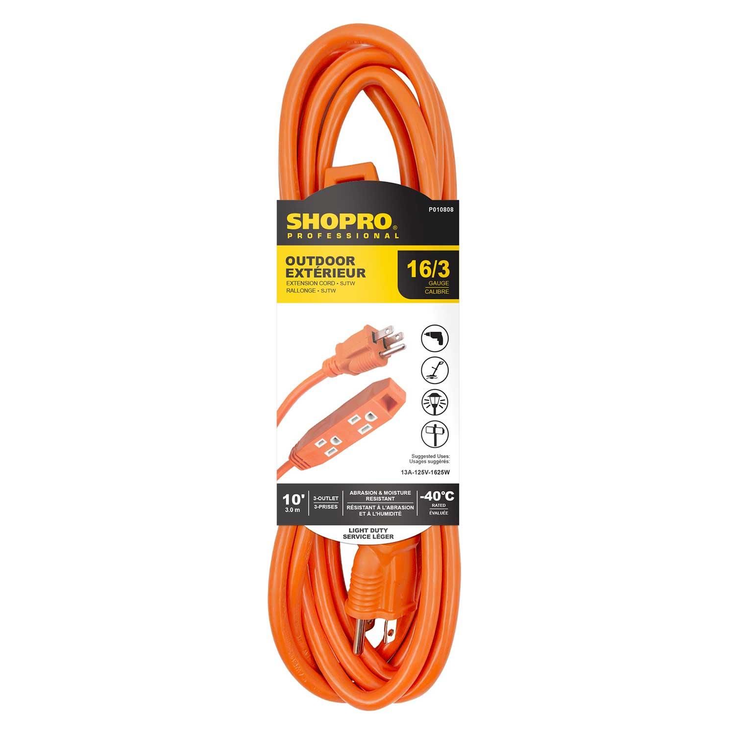 Rallonge extérieure 16/3 SJTW 3 prises 10' orange