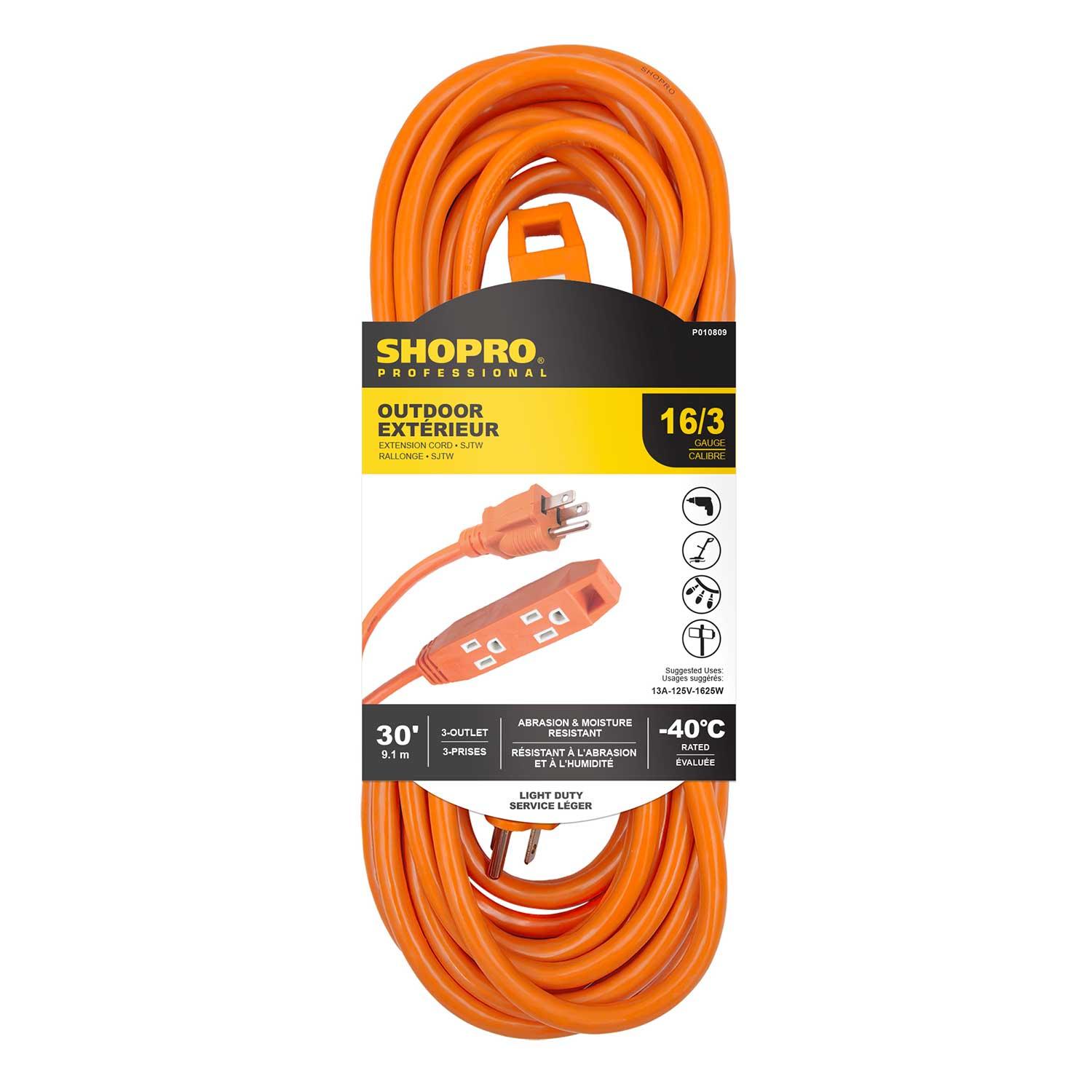 Rallonge extérieure 16/3 SJTW 3 prises 30' orange