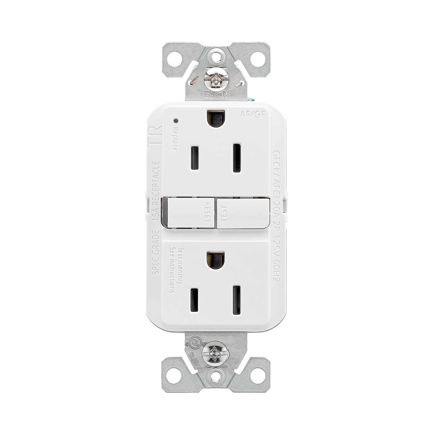 Eaton White 3-Wire GFCI 15A 125V Receptacle