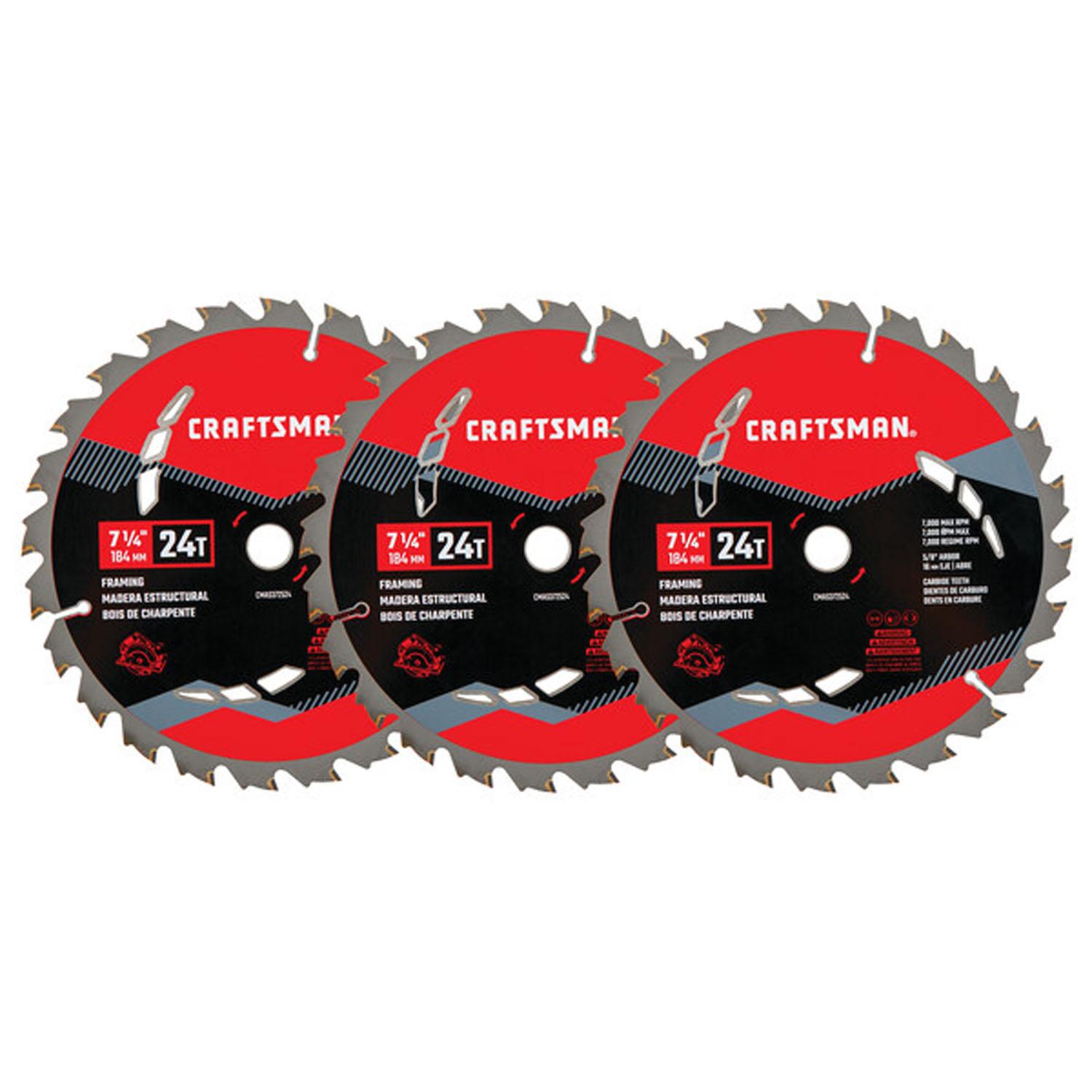 7-1/4" Circular Saw Blade 24T-3/Pack
