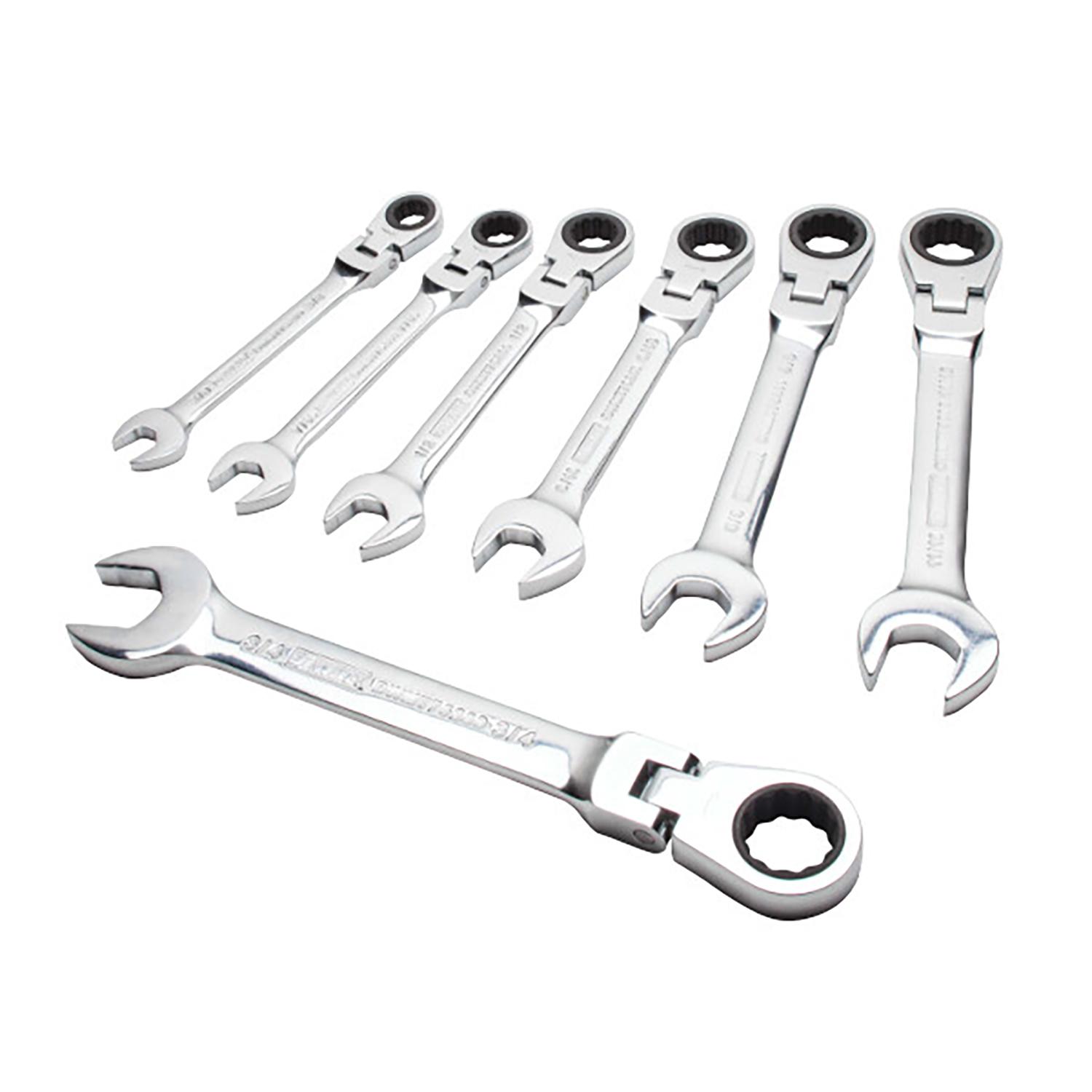 7 Piece Flex Head Combination Ratcheting Wrench Set